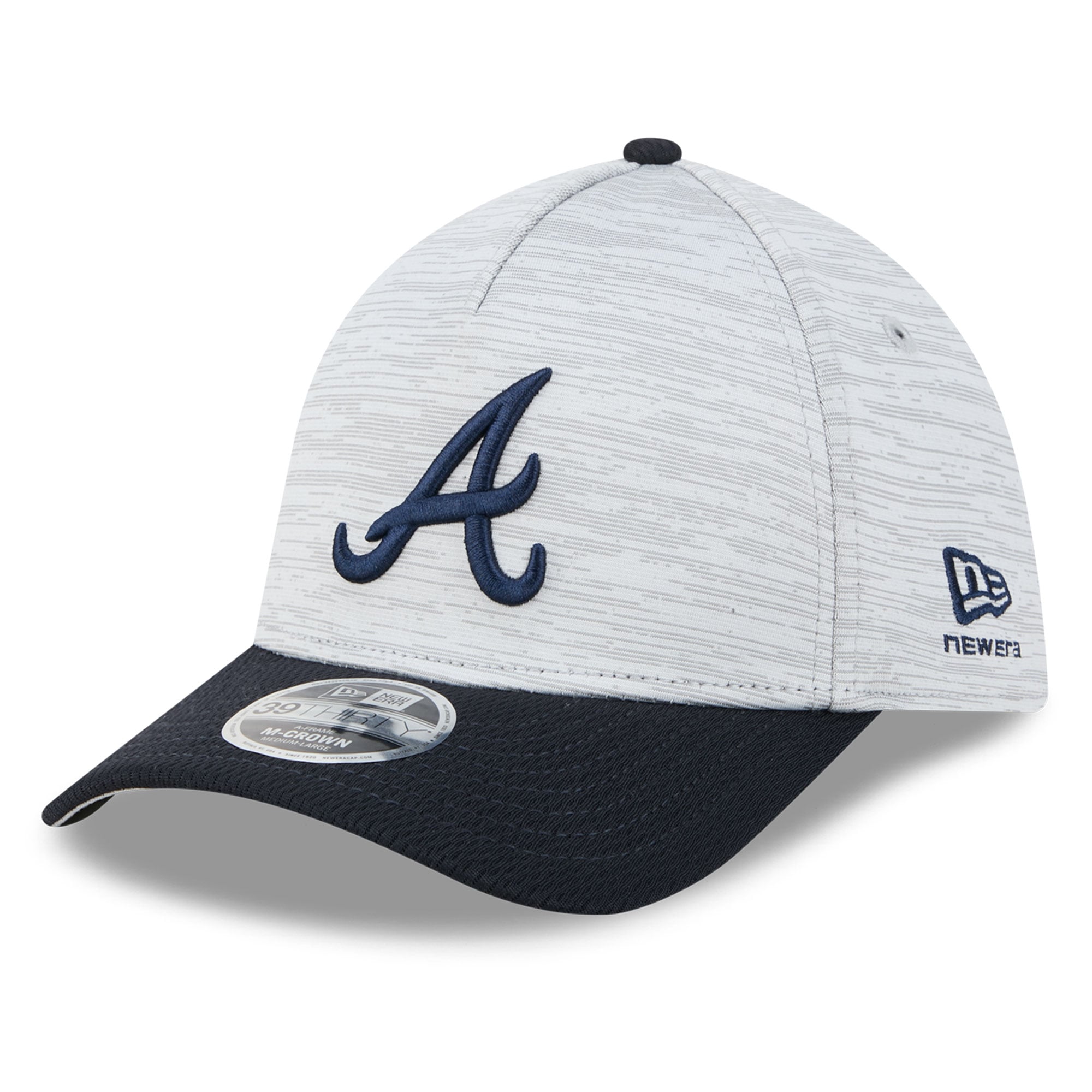 Casquette New Era Tech 39THIRTY Flex grise et marine Atlanta Braves pour homme