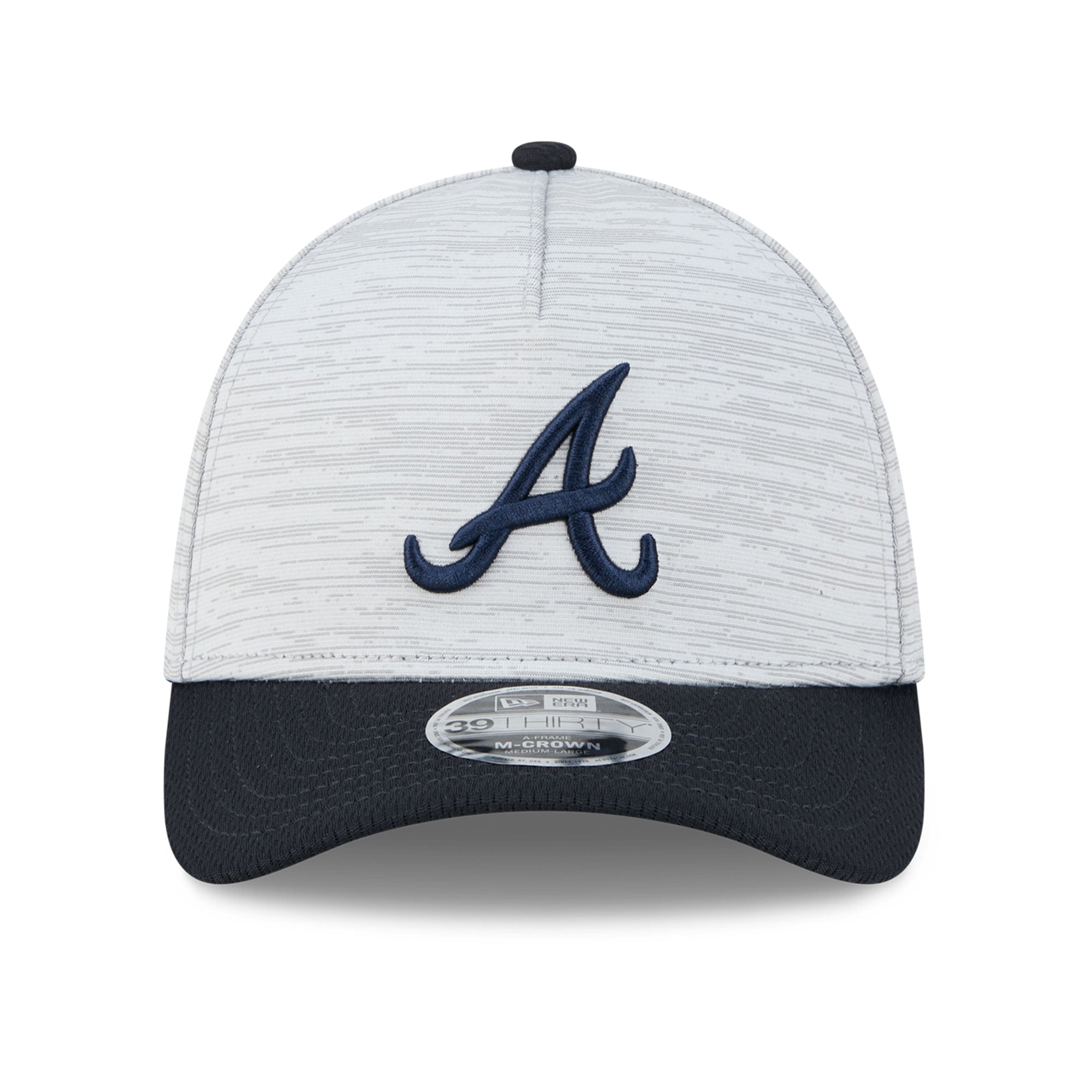 Casquette New Era Tech 39THIRTY Flex grise et marine Atlanta Braves pour homme