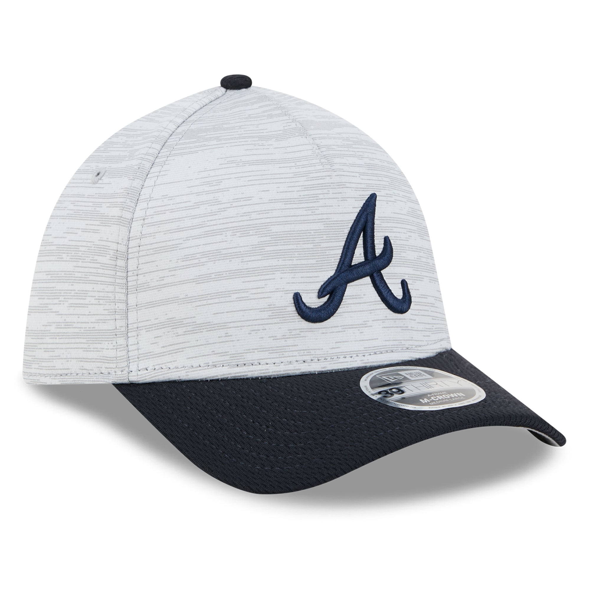 Casquette New Era Tech 39THIRTY Flex grise et marine Atlanta Braves pour homme
