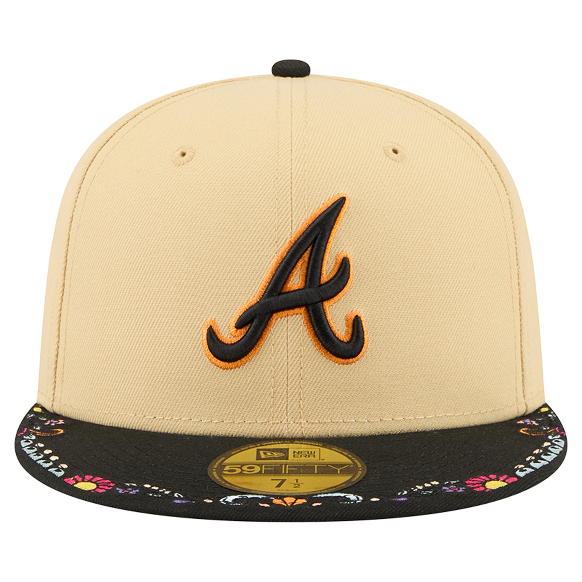 Men's New Era Light Beige Atlanta Braves Two-Tone Embroidered Visor 59FIFTY Fitted Hat