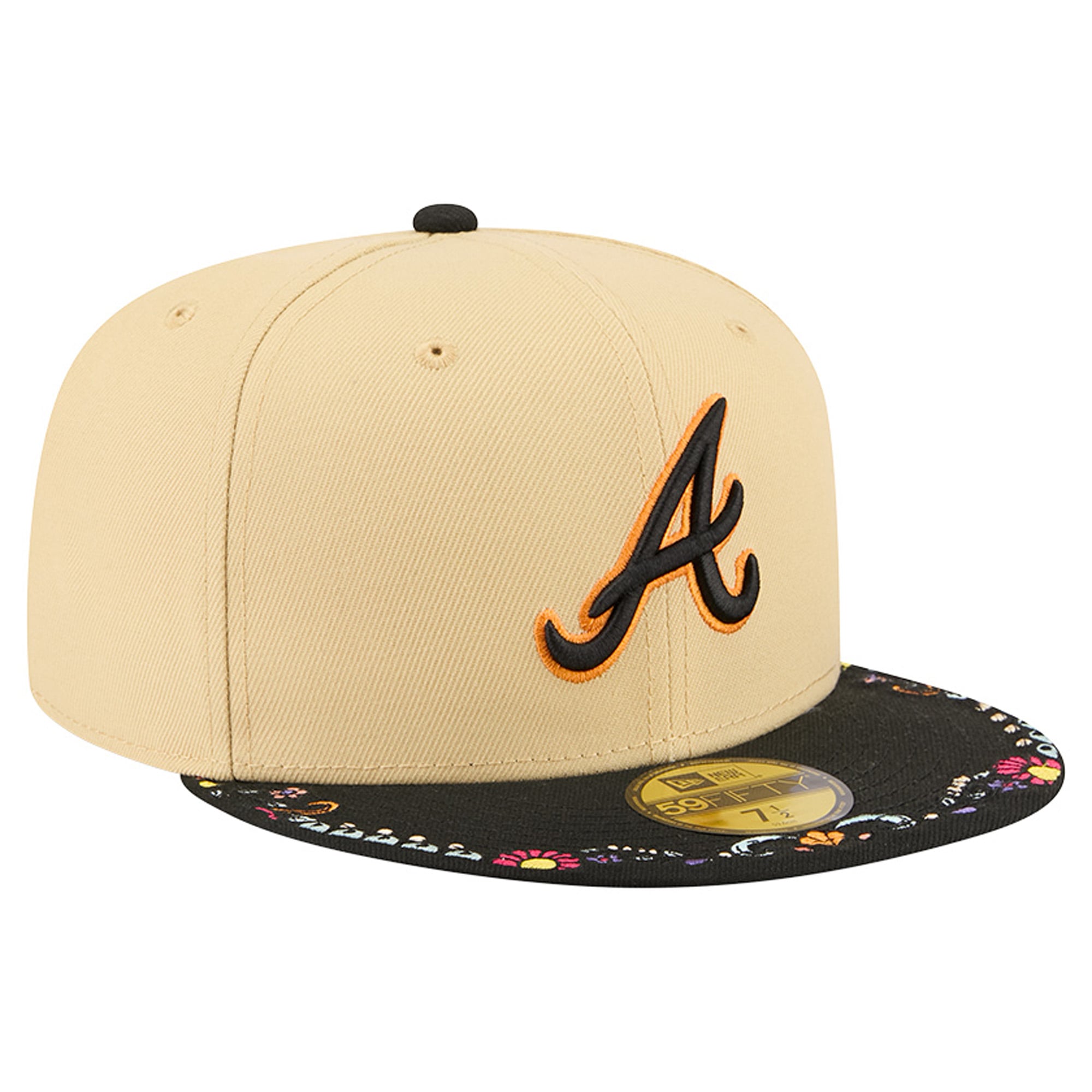 Men's New Era Light Beige Atlanta Braves Two-Tone Embroidered Visor 59FIFTY Fitted Hat