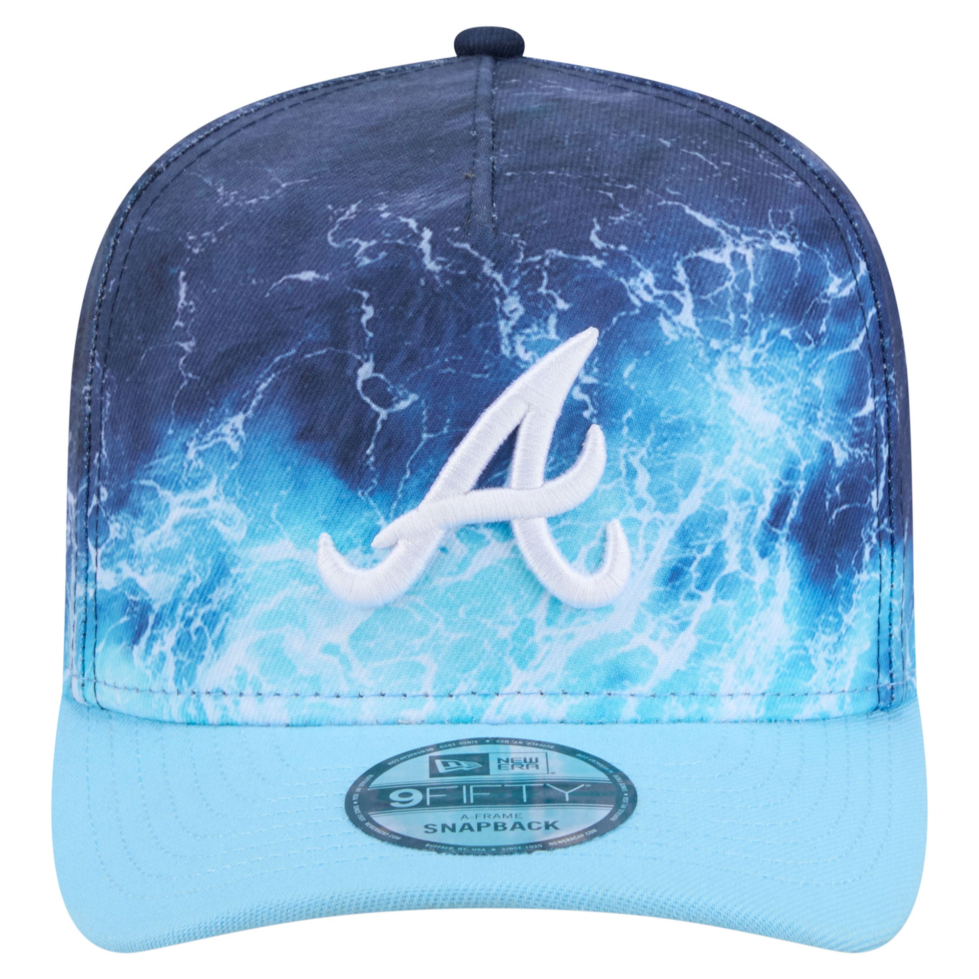 Men's New Era Light Blue Atlanta Braves Deep Water Pre-Curved 9FIFTY A-Frame Snapback Hat