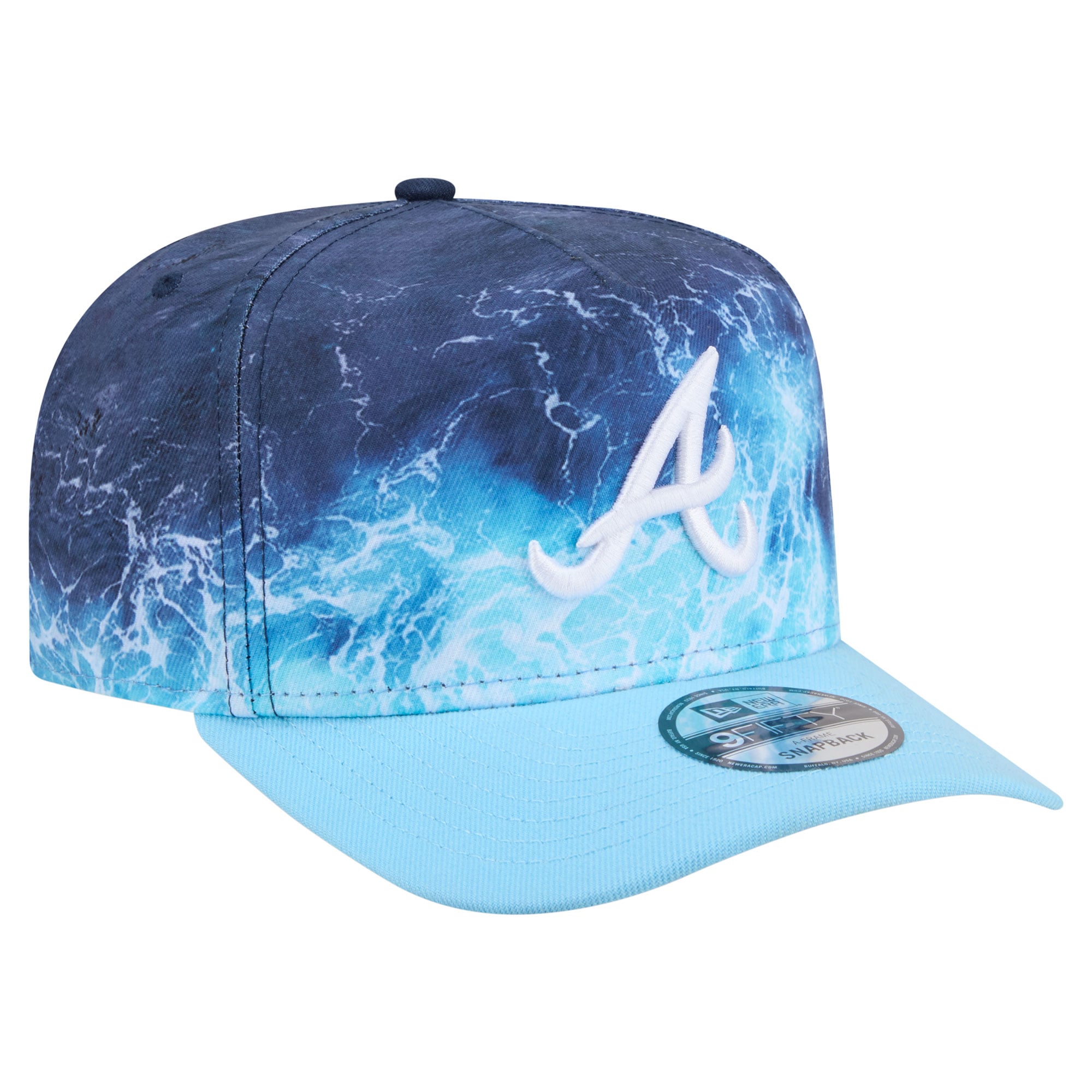Men's New Era Light Blue Atlanta Braves Deep Water Pre-Curved 9FIFTY A-Frame Snapback Hat