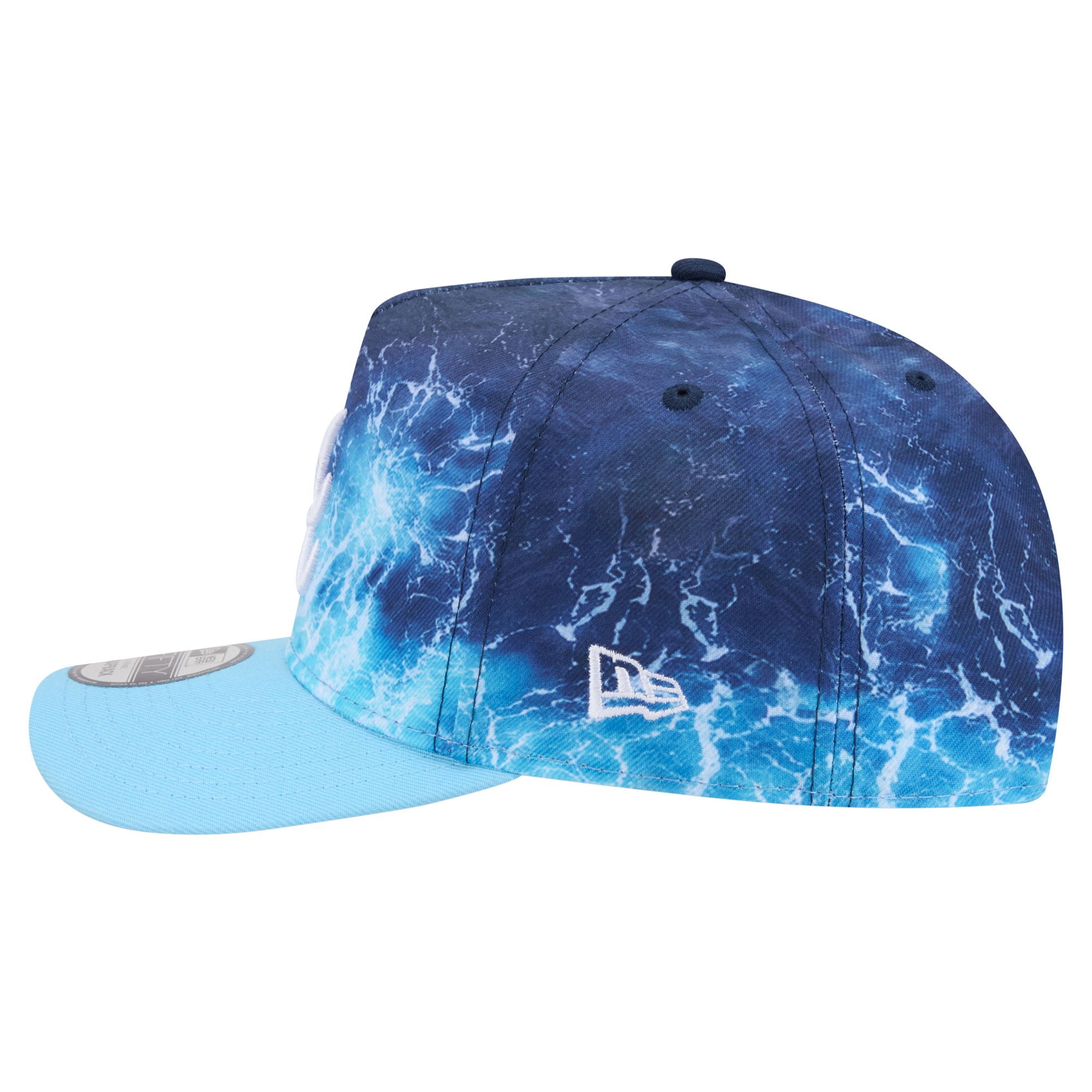 Men's New Era Light Blue Atlanta Braves Deep Water Pre-Curved 9FIFTY A-Frame Snapback Hat