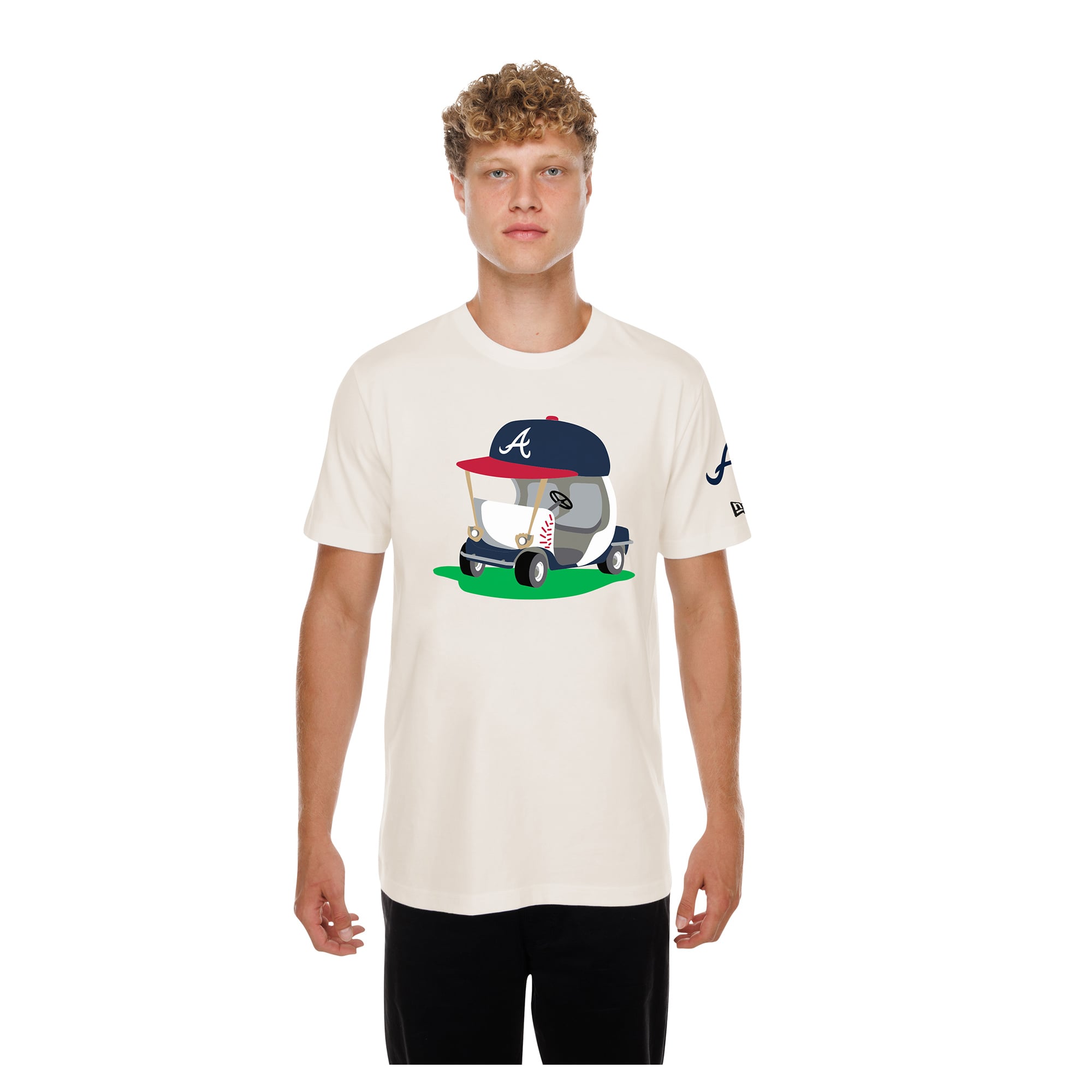 Men's New Era  Natural Atlanta Braves Golf Mascot T-Shirt