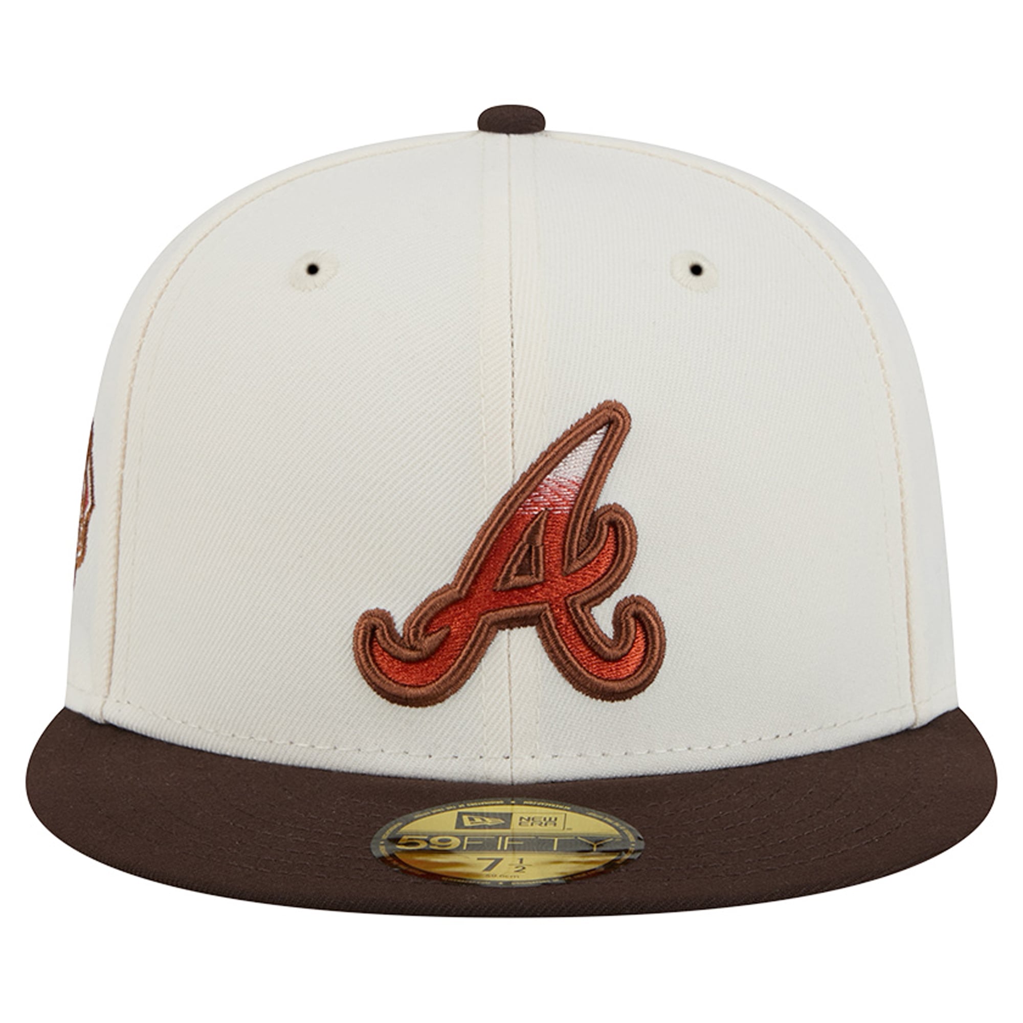 Casquette ajustée New Era 59FIFTY pour homme, couleur naturelle/marron, Atlanta Braves, motif citrouille épicée