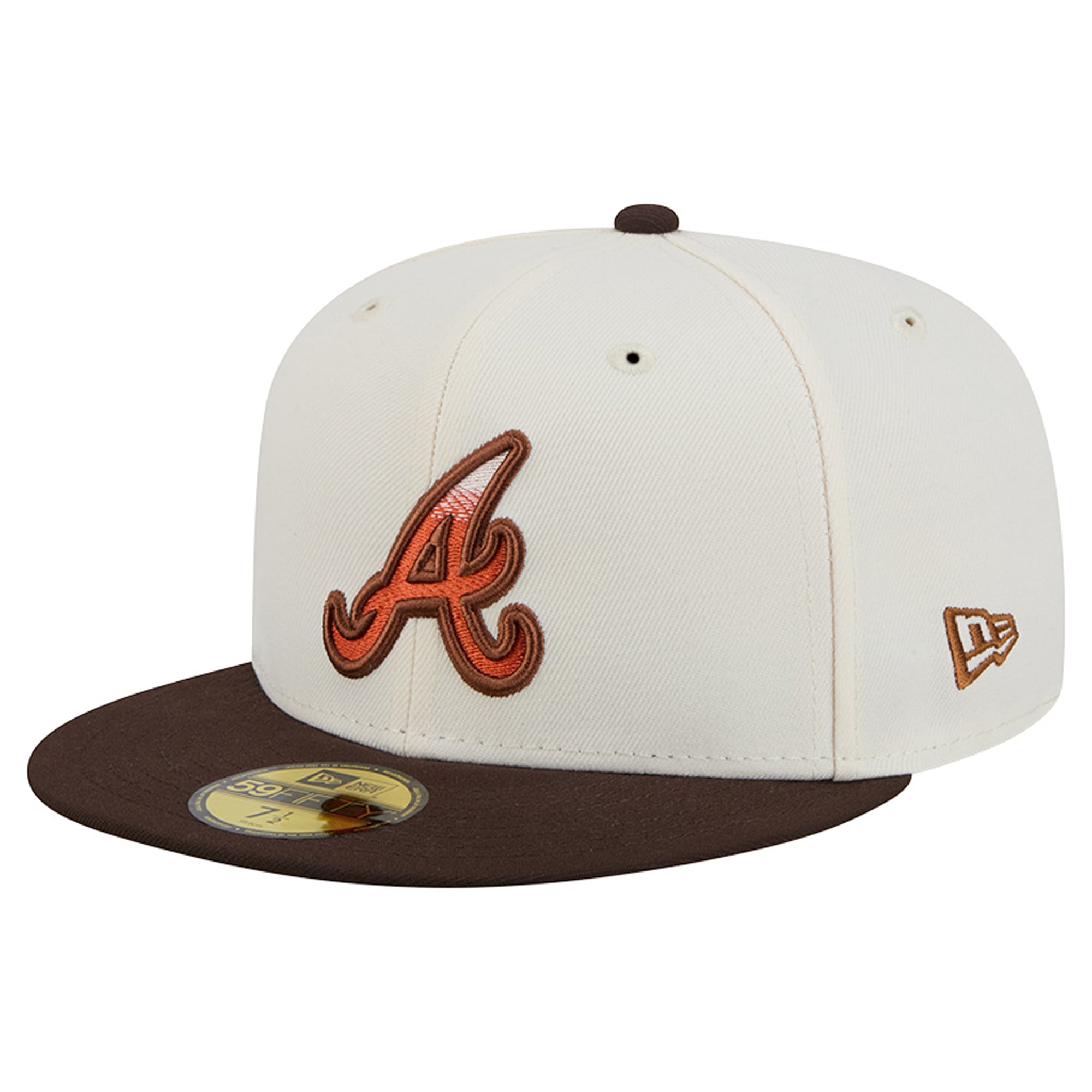 Casquette ajustée New Era 59FIFTY pour homme, couleur naturelle/marron, Atlanta Braves, motif citrouille épicée