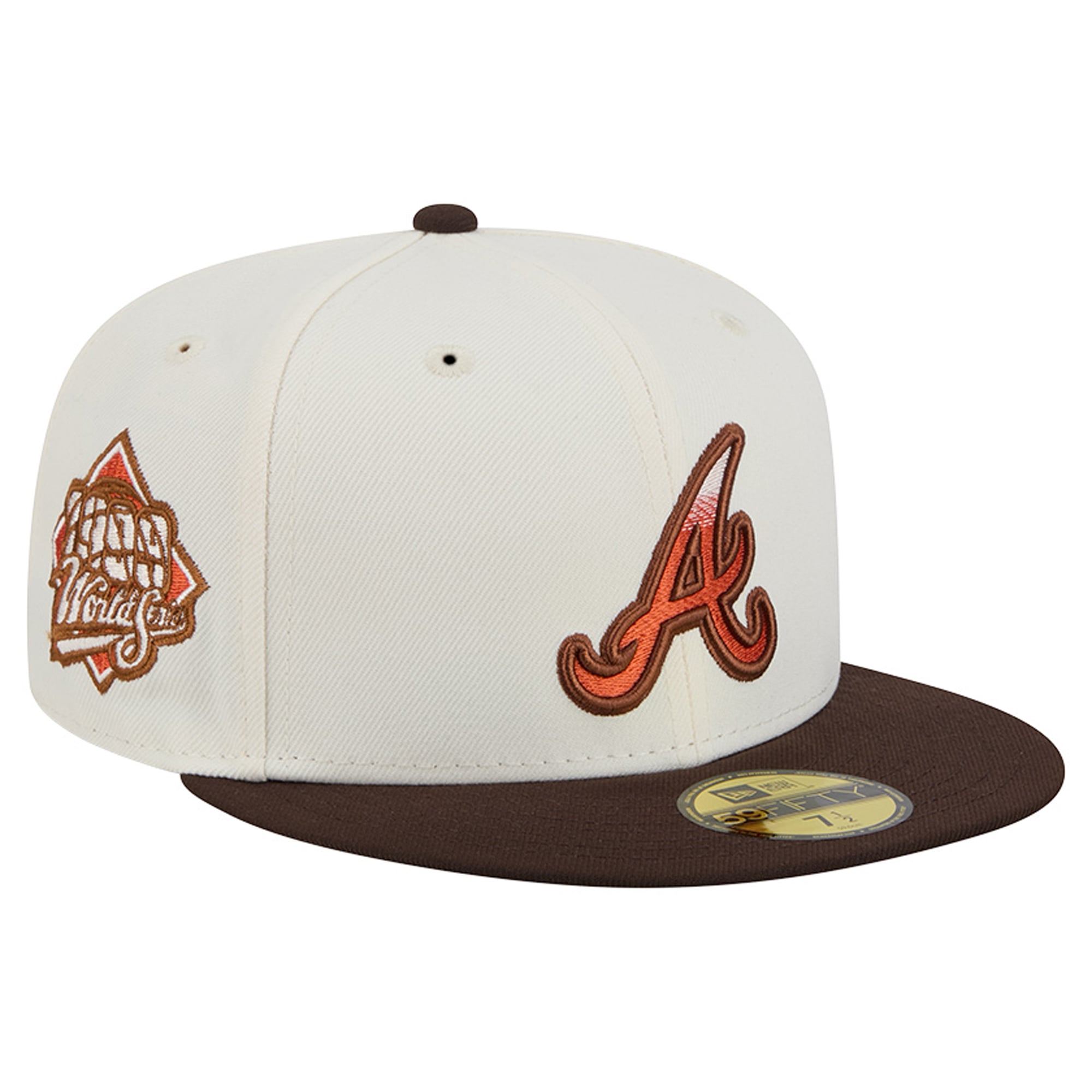 Casquette ajustée New Era 59FIFTY pour homme, couleur naturelle/marron, Atlanta Braves, motif citrouille épicée