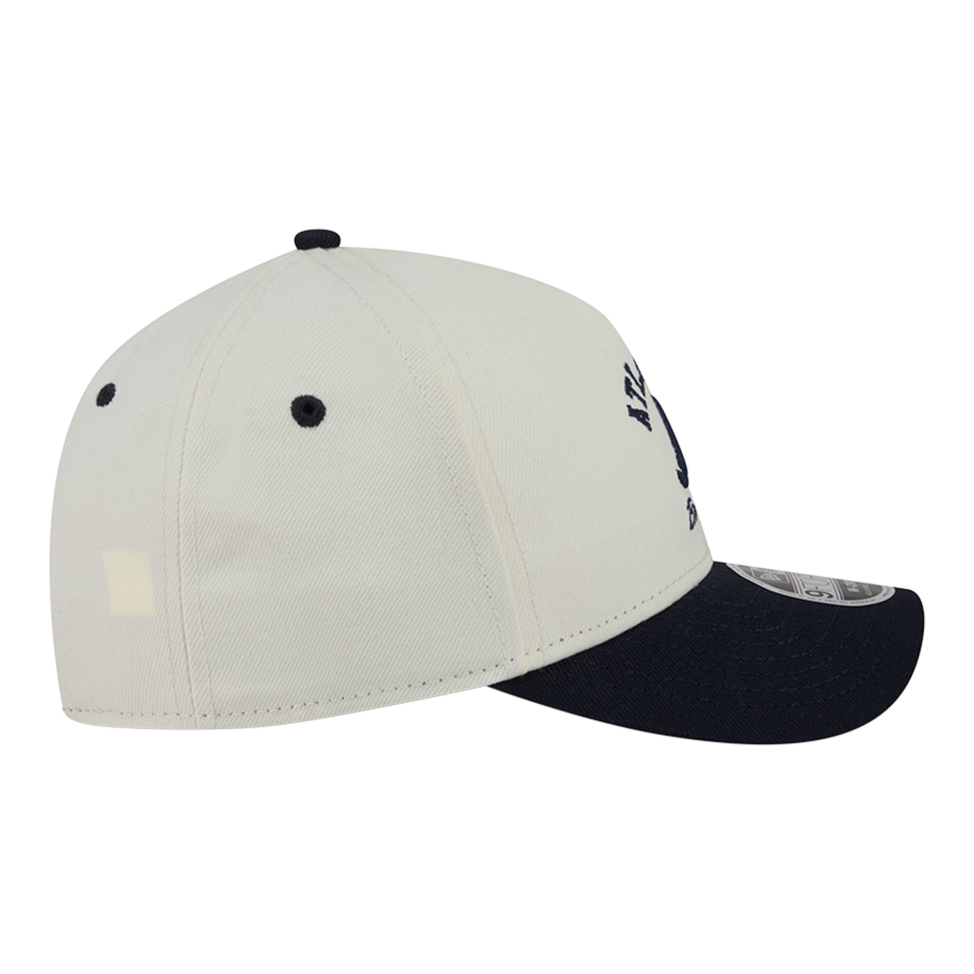 Men's New Era Natural/Navy Atlanta Braves Arch 9FORTY A-Frame M-Crown Adjustable Hat