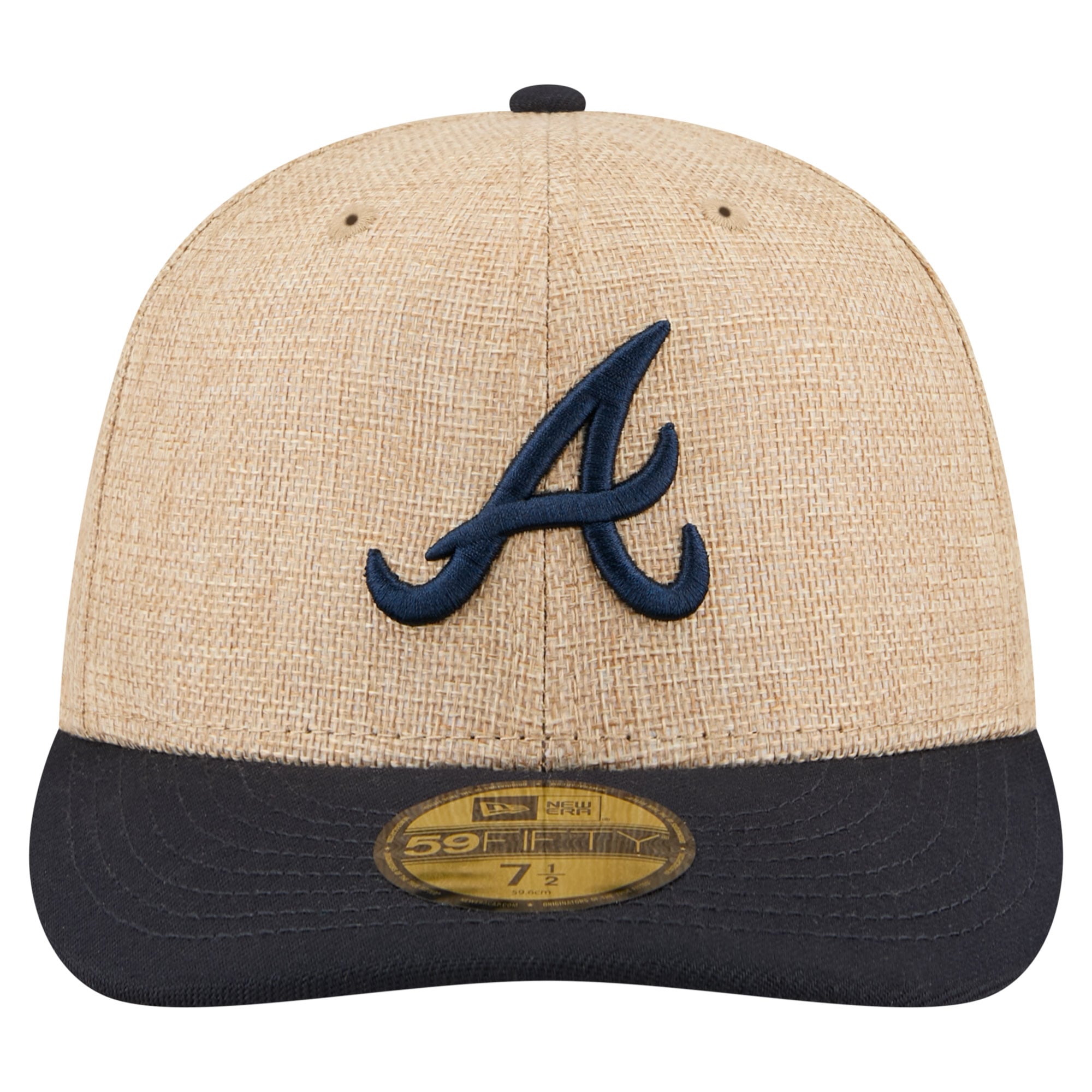 Men's New Era Natural/Navy Atlanta Braves Twine 59FIFTY Fitted Hat