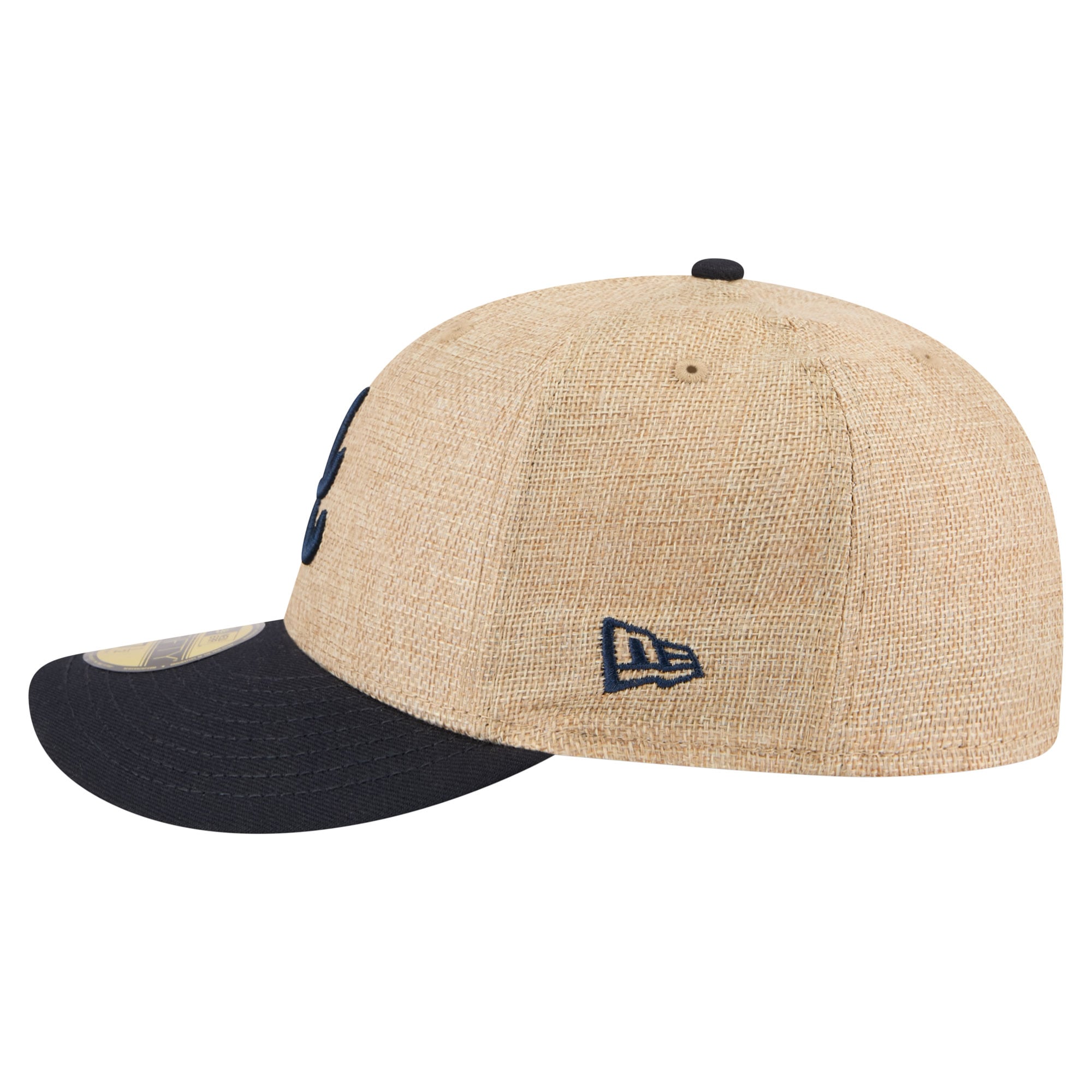 Men's New Era Natural/Navy Atlanta Braves Twine 59FIFTY Fitted Hat