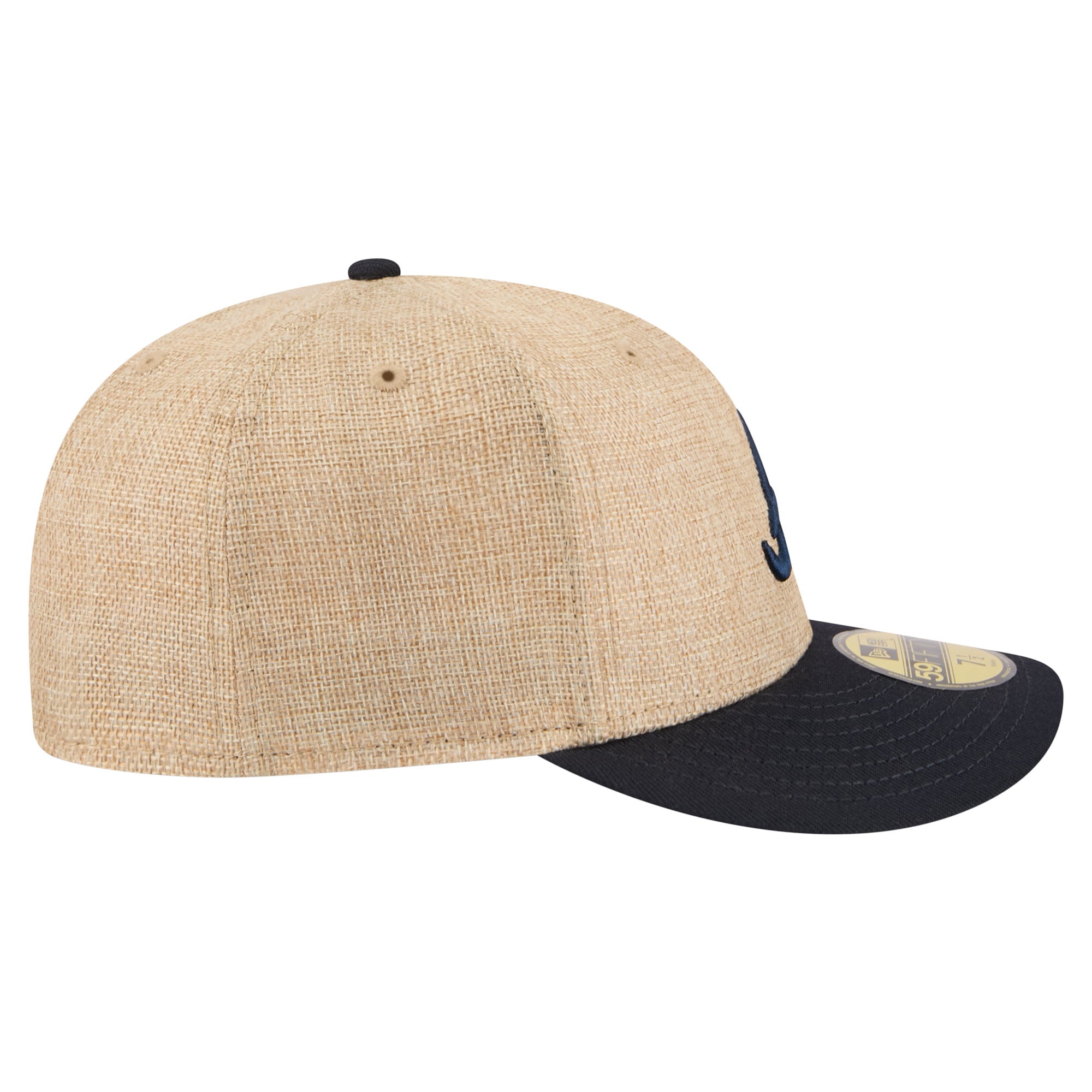 Men's New Era Natural/Navy Atlanta Braves Twine 59FIFTY Fitted Hat