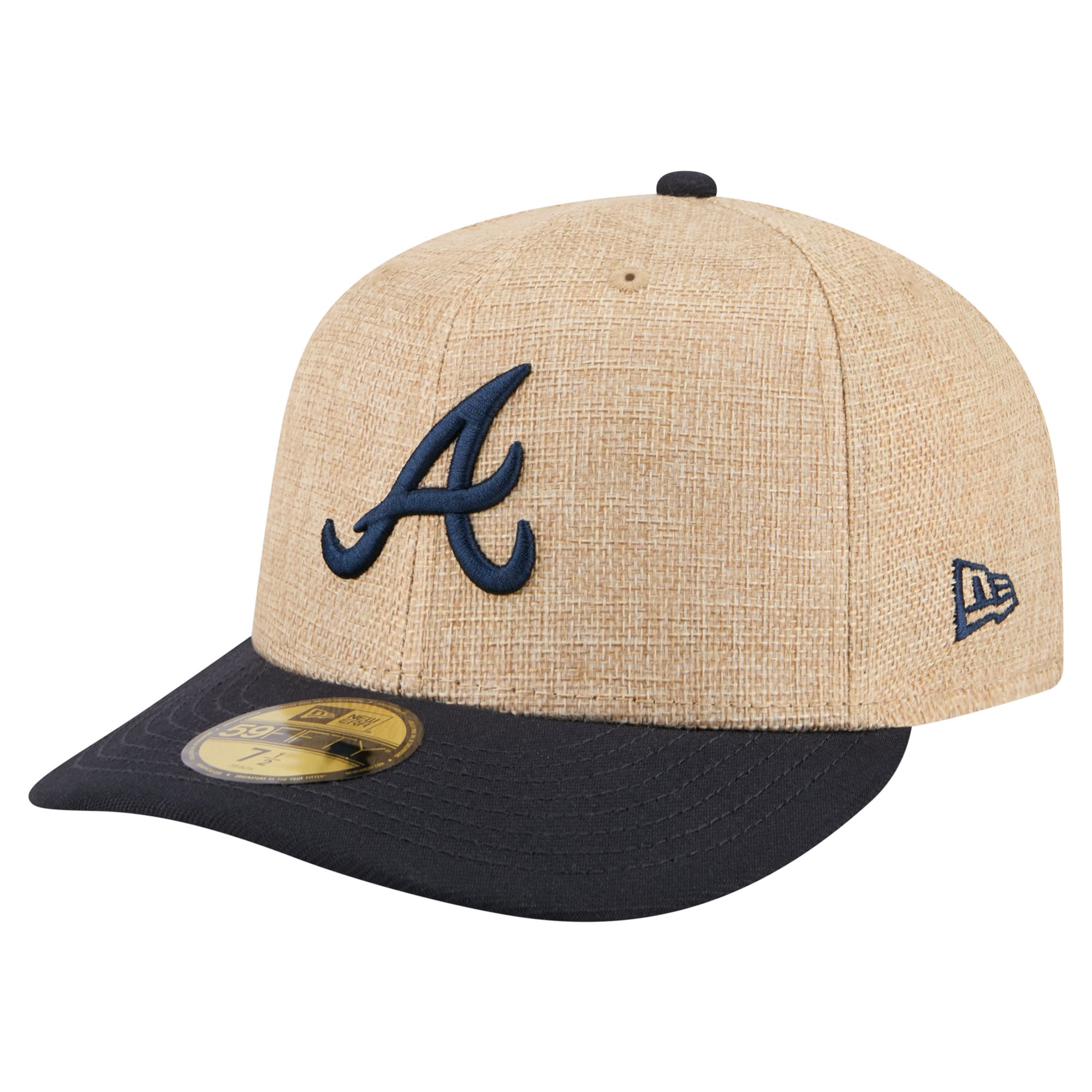 Men's New Era Natural/Navy Atlanta Braves Twine 59FIFTY Fitted Hat