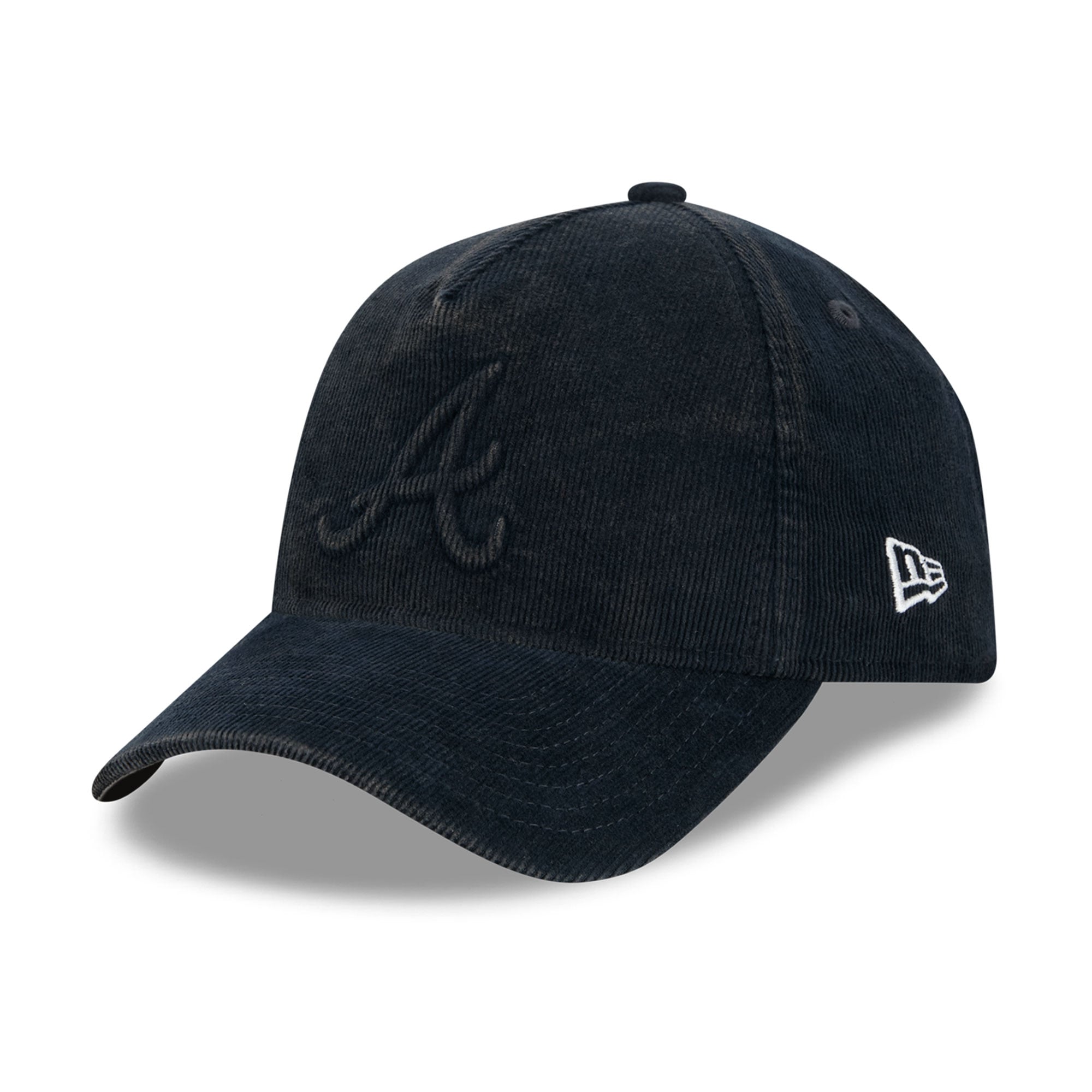 Casquette New Era 9FORTY pour homme, bleu marine, Atlanta Braves, Série mondiale 1995, patch latéral, velours côtelé ton sur ton.