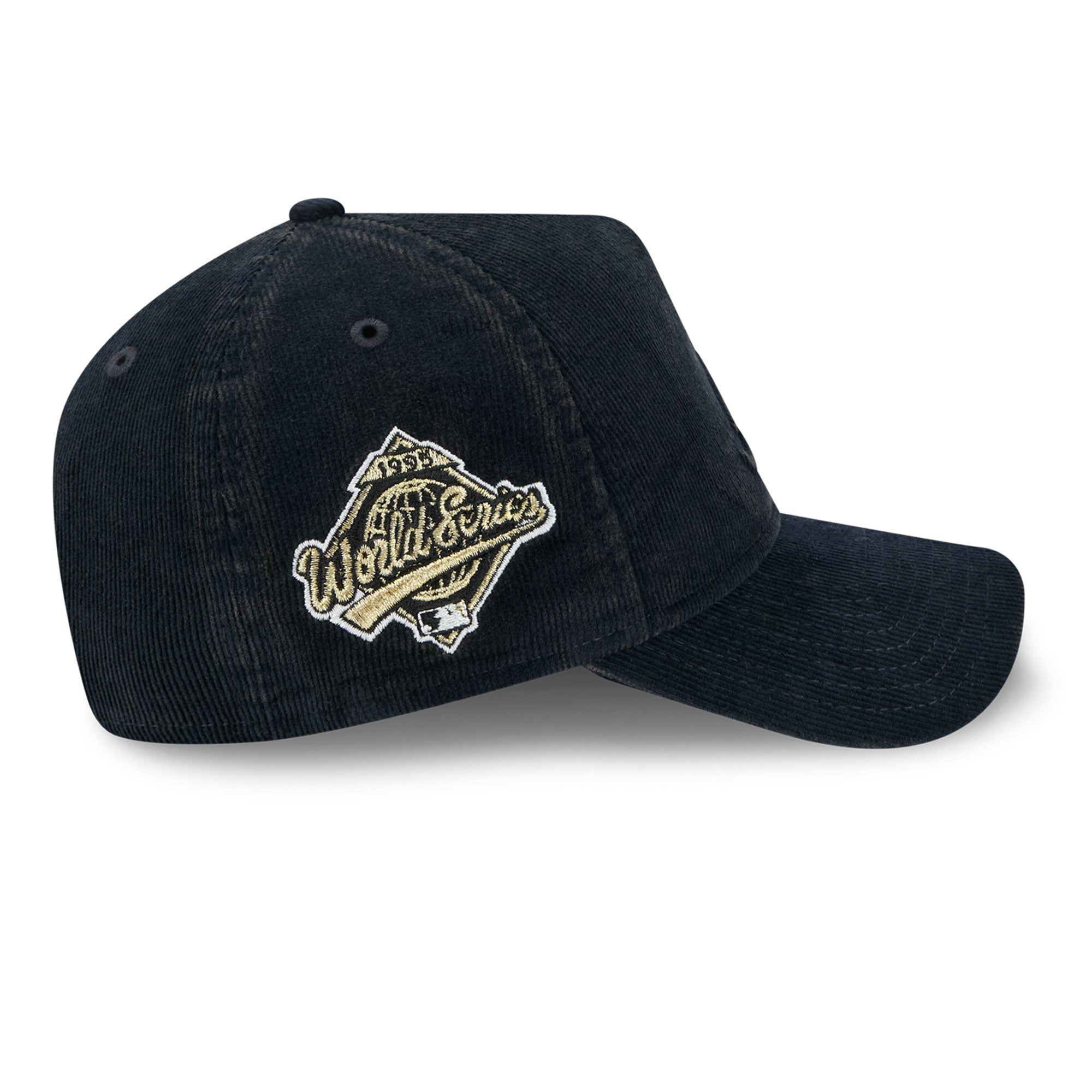 Casquette New Era 9FORTY pour homme, bleu marine, Atlanta Braves, Série mondiale 1995, patch latéral, velours côtelé ton sur ton.