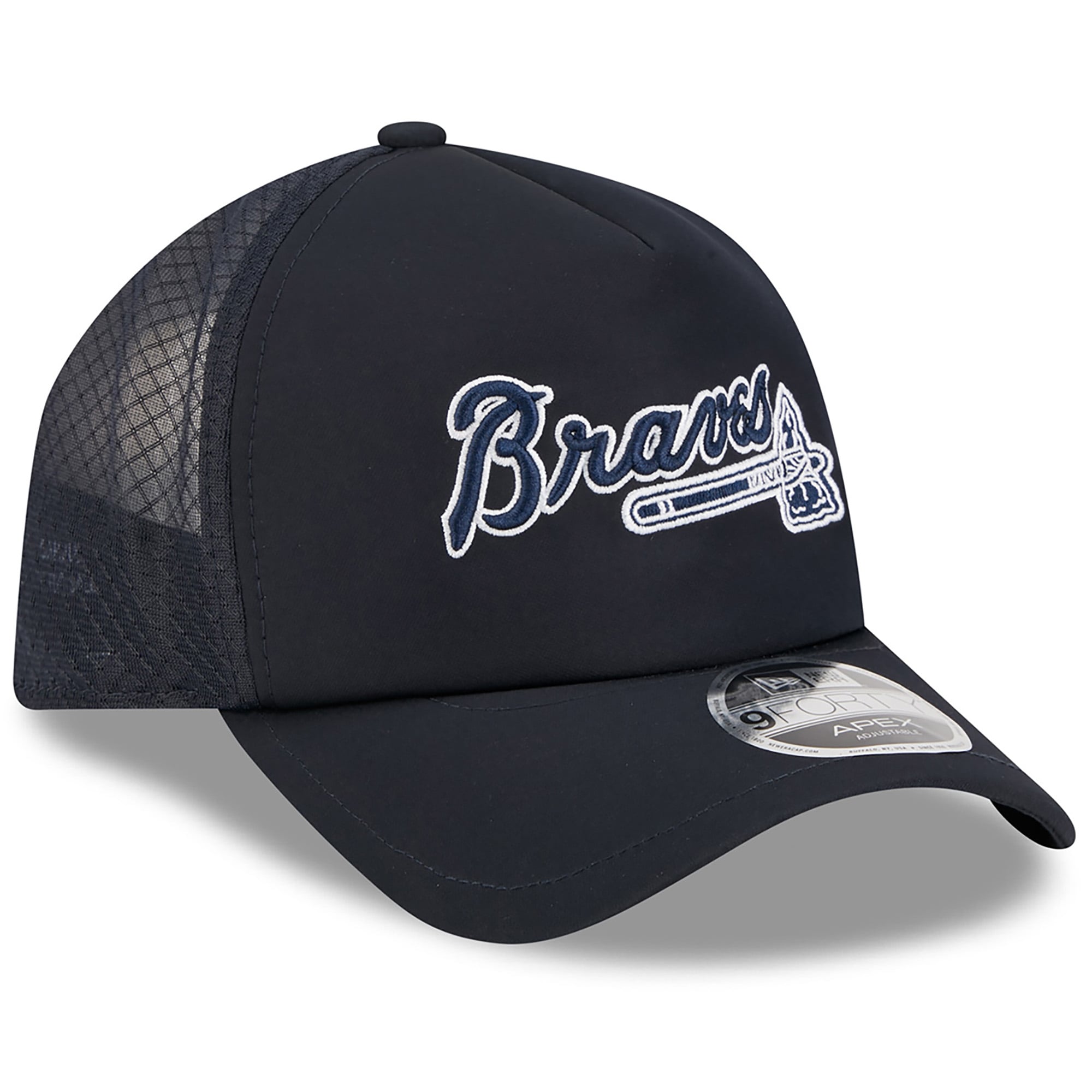 Men's New Era Navy Atlanta Braves 2026 Batting Practice Alternate Apex 9FORTY Adjustable Hat
