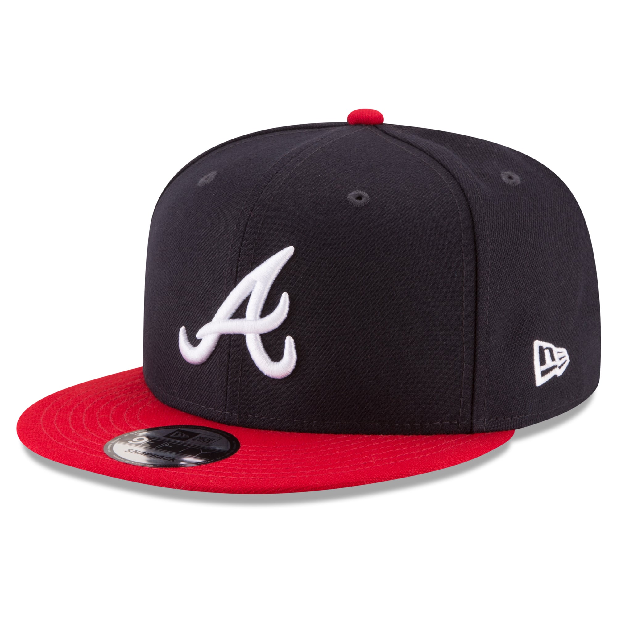 Casquette snapback New Era 9FIFTY pour homme, bleu marine, Atlanta Braves, 2026 MLB, écusson latéral, séries éliminatoires.