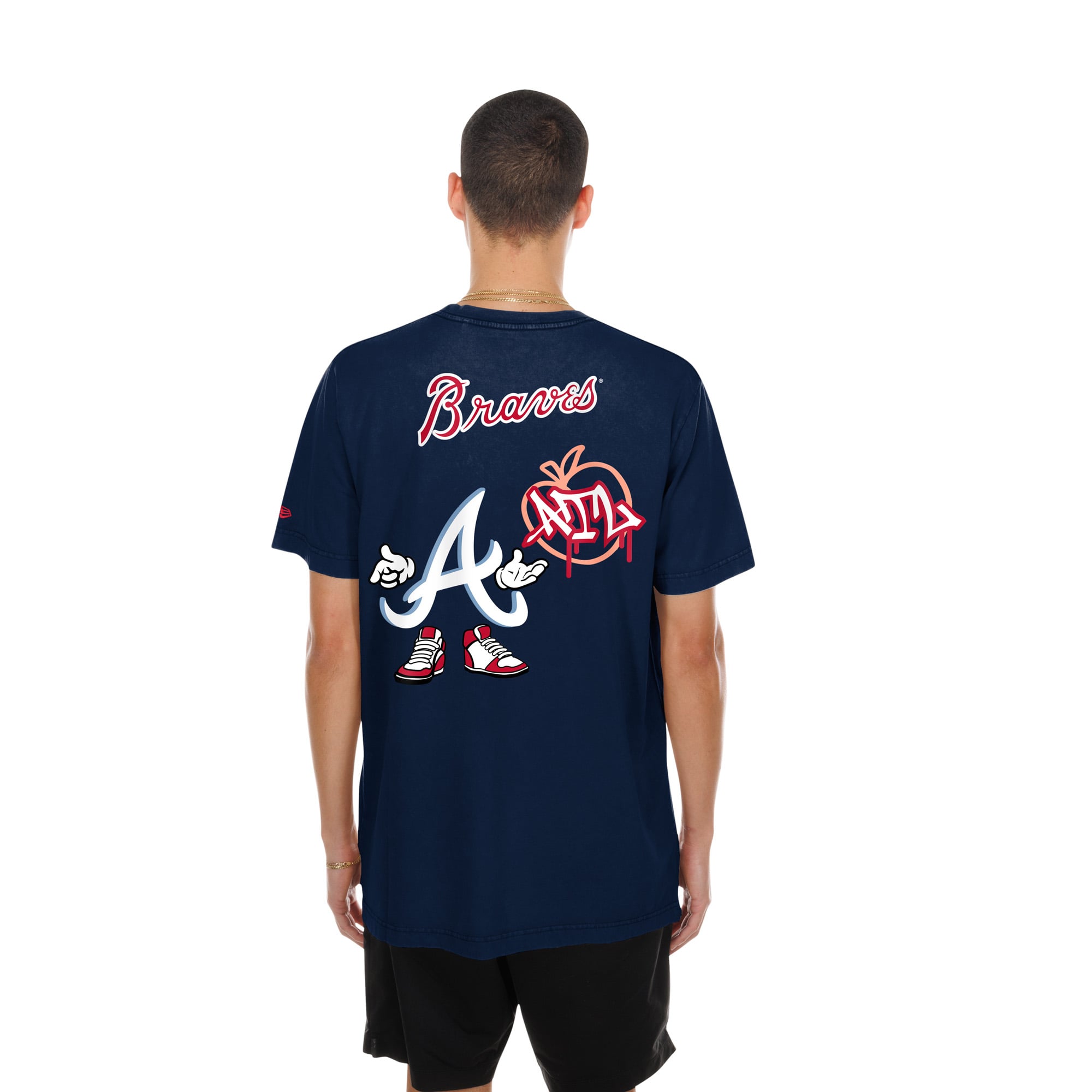 Men's New Era Navy Atlanta Braves Cartoon Logo T-Shirt