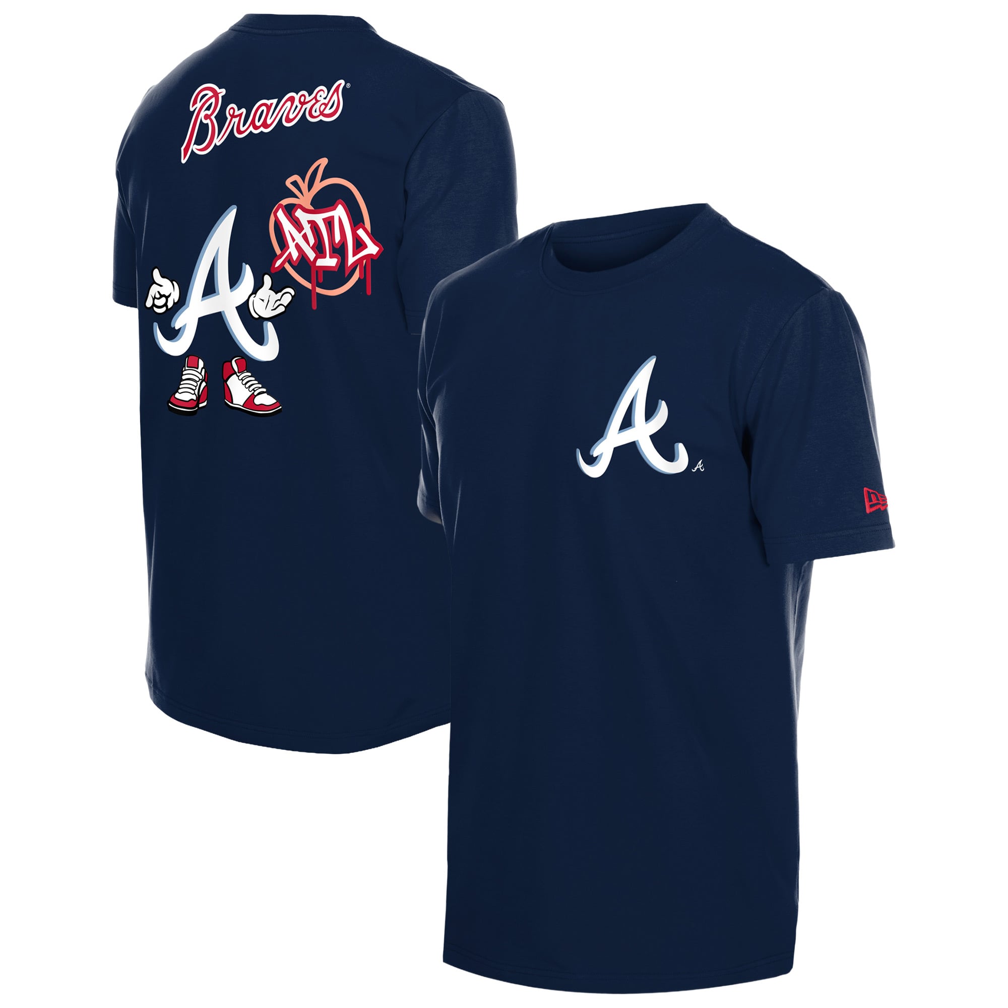 Men's New Era Navy Atlanta Braves Cartoon Logo T-Shirt