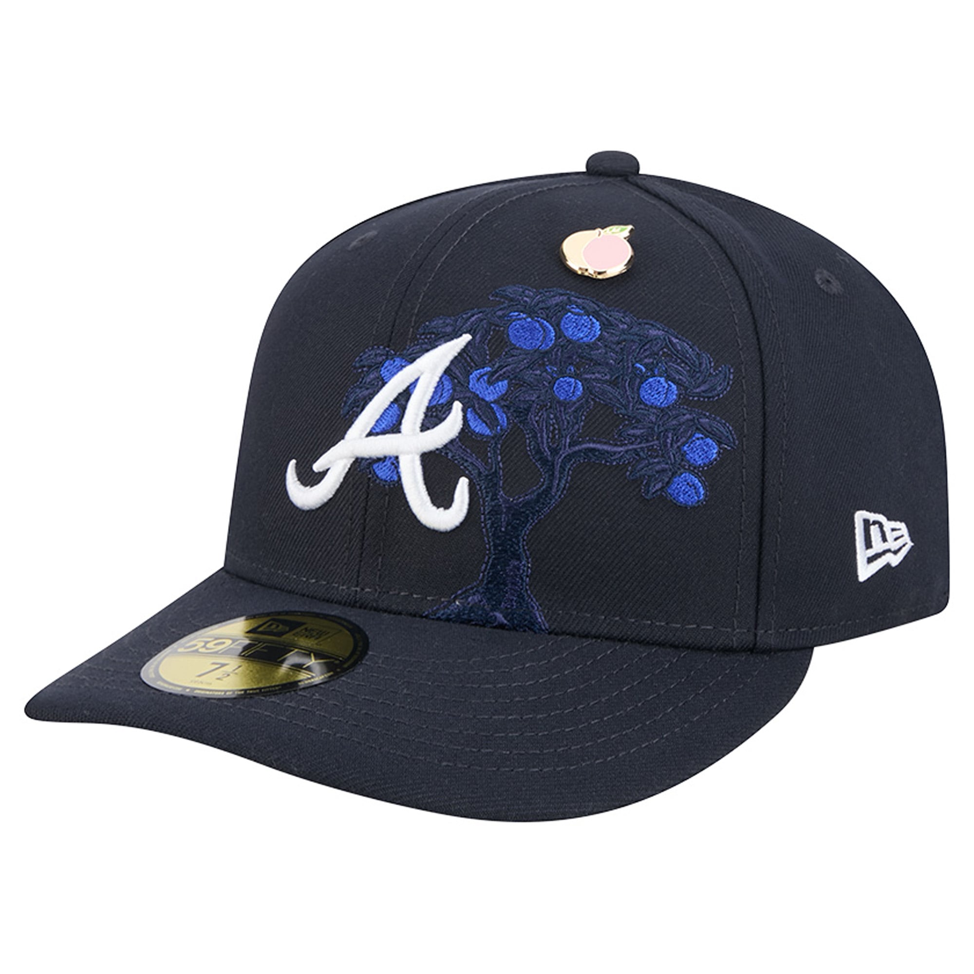 Casquette ajustée New Era 59FIFTY pour homme, bleu marine, pin Atlanta Braves City Icon.