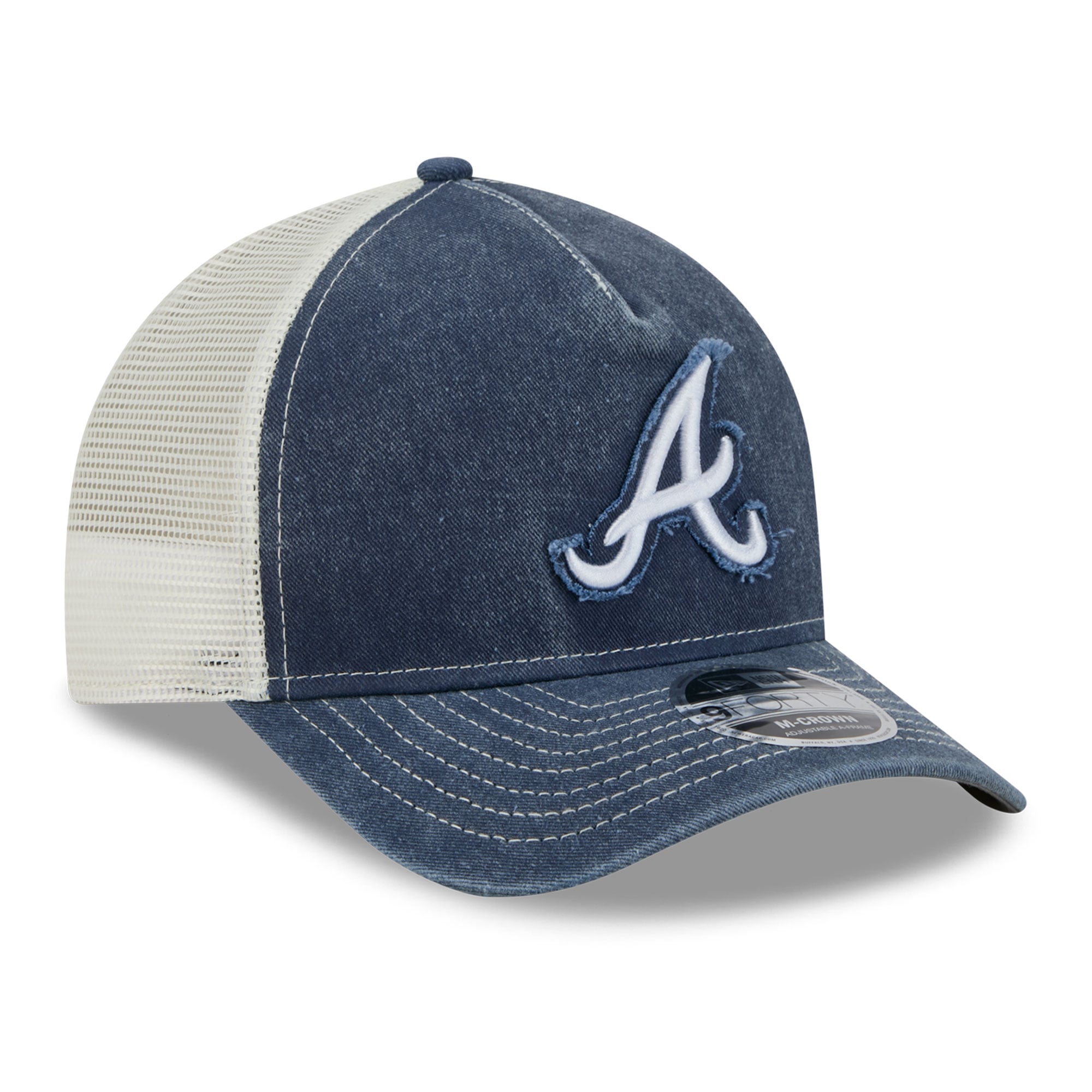 Casquette trucker ajustable New Era bleu marine Atlanta Braves 9FORTY pour homme