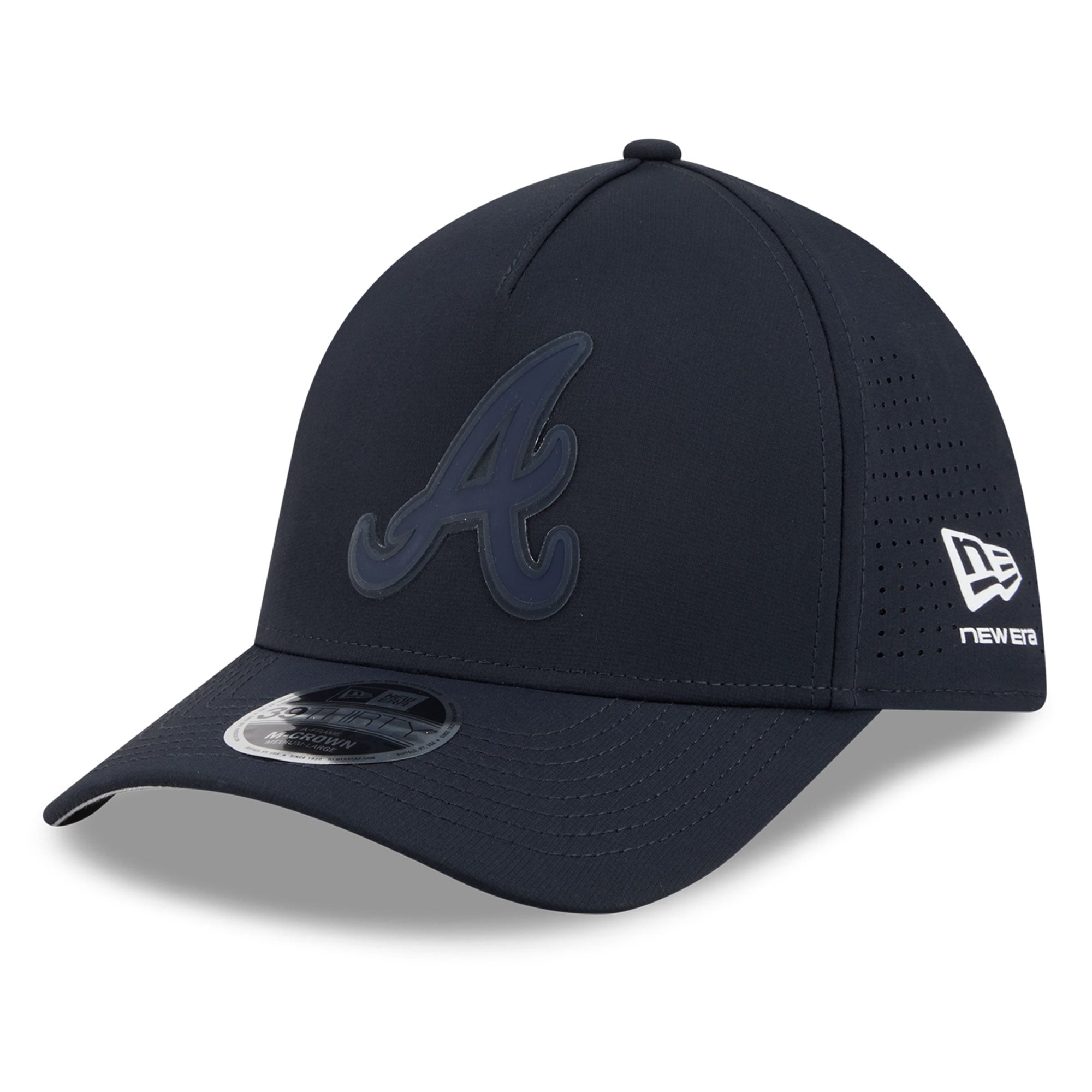 Men's New Era  Navy Atlanta Braves Tonal 39THIRTY A-Frame Flex Hat