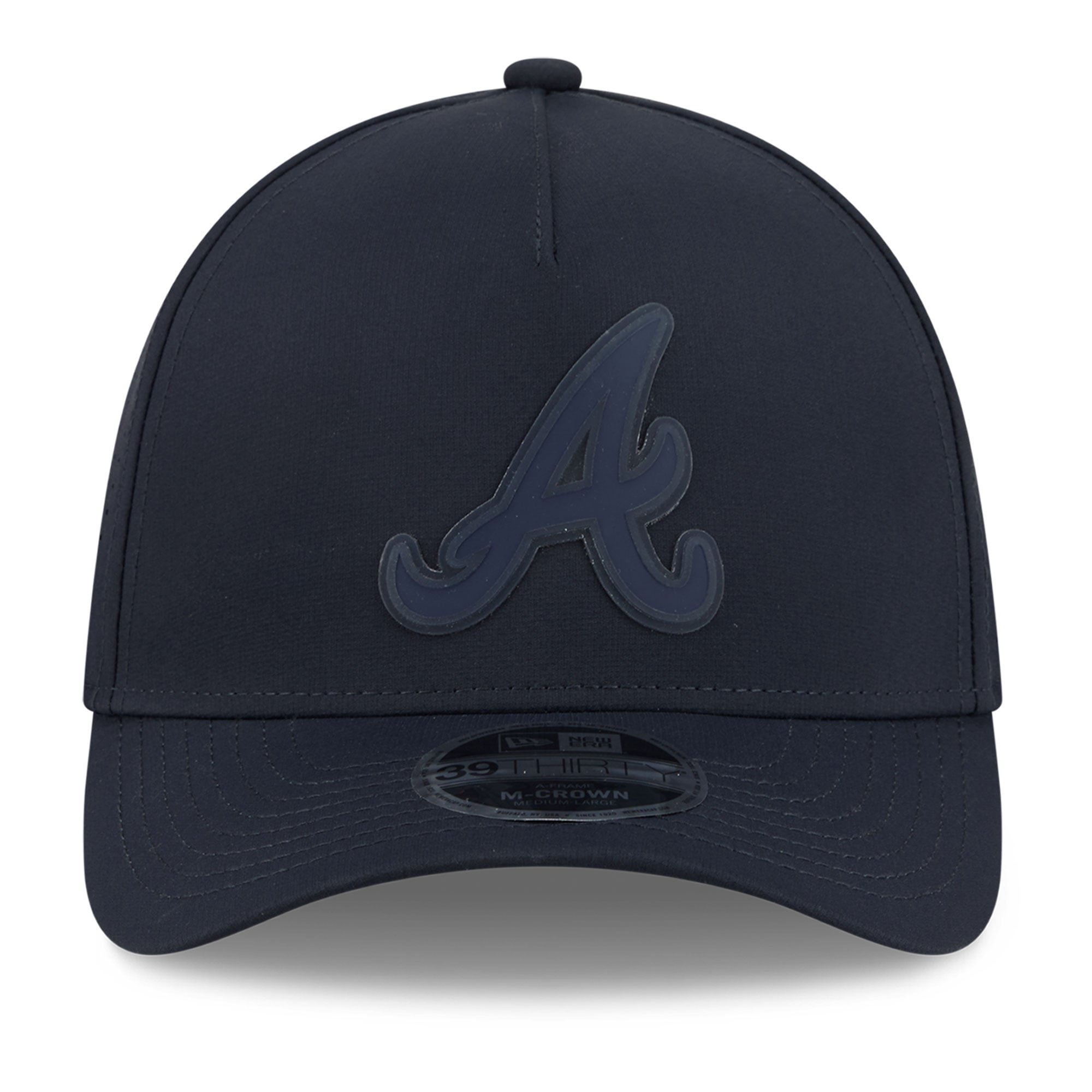 Men's New Era  Navy Atlanta Braves Tonal 39THIRTY A-Frame Flex Hat