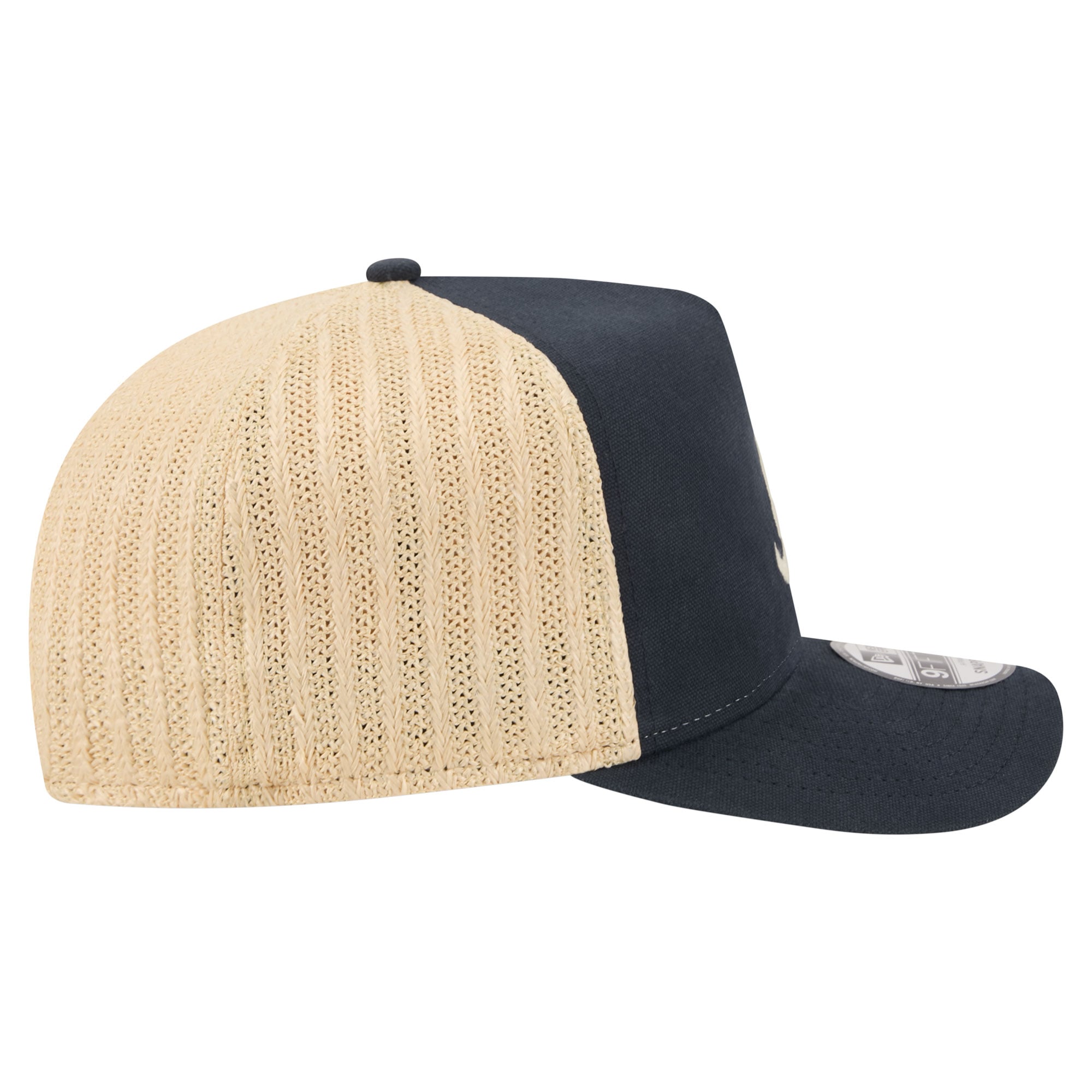 Men's New Era Navy/Natural Atlanta Braves Grained 9FIFTY A-Frame Trucker Adjustable Hat