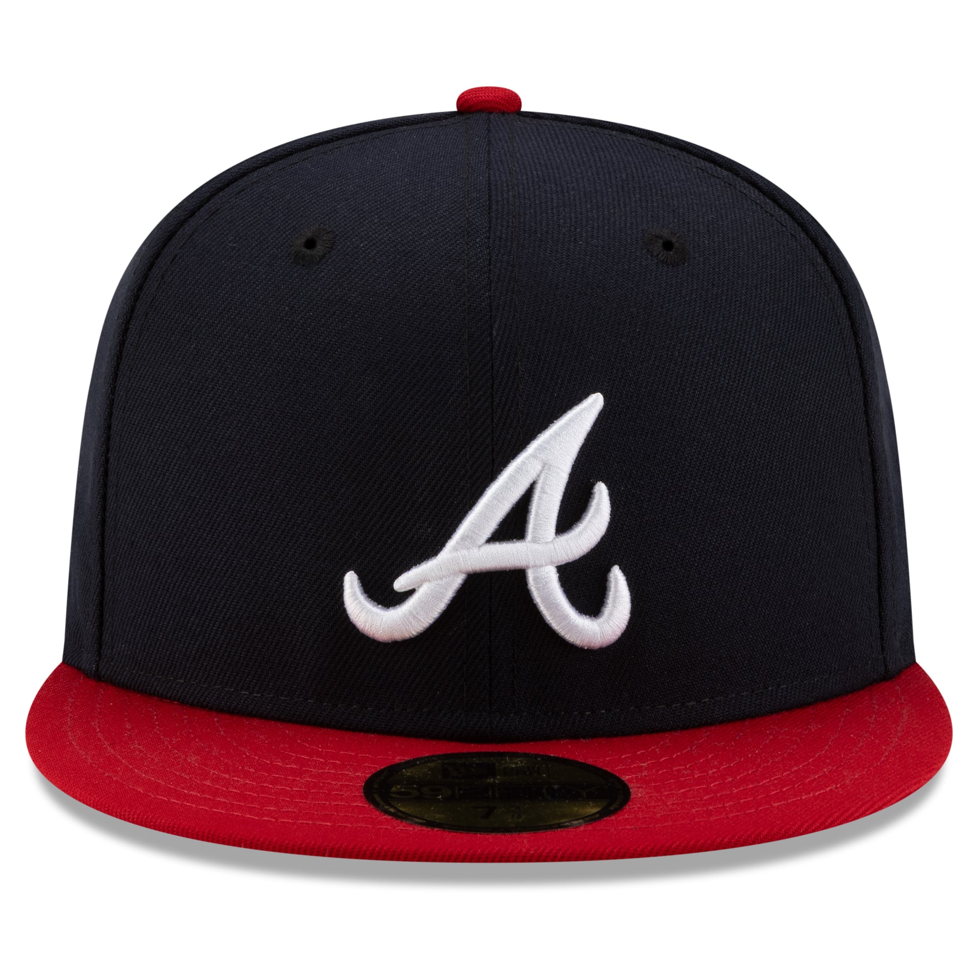 Casquette ajustée New Era 59FIFTY pour homme, bleu marine et rouge, Atlanta Braves, 2026 MLB, séries éliminatoires.