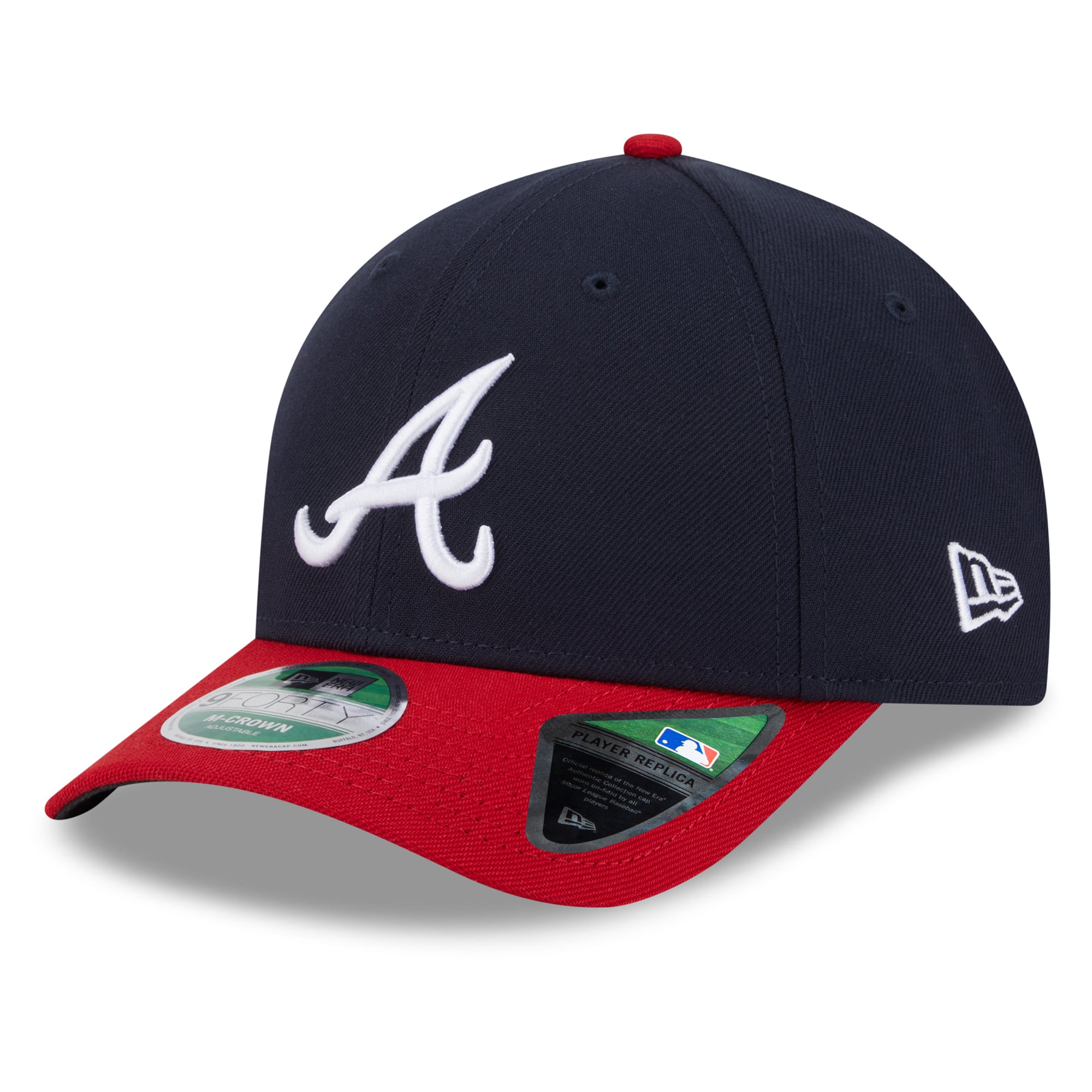 Casquette ajustable New Era Atlanta Braves 2026 MLB Postseason Side Patch 9FORTY pour homme, bleu marine et rouge