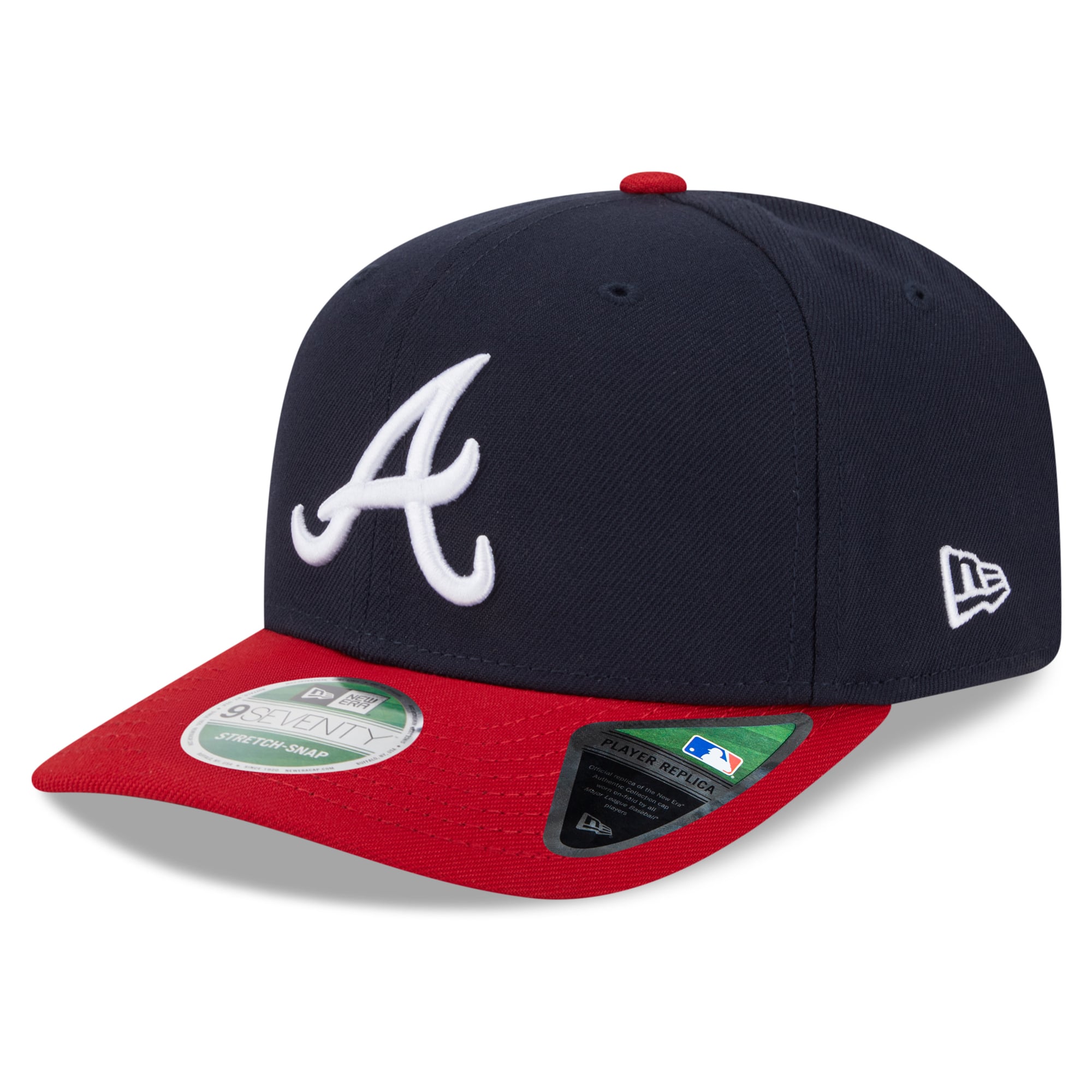 Casquette ajustable New Era Atlanta Braves 2026 MLB Postseason Side Patch 9SEVENTY pour homme, bleu marine et rouge