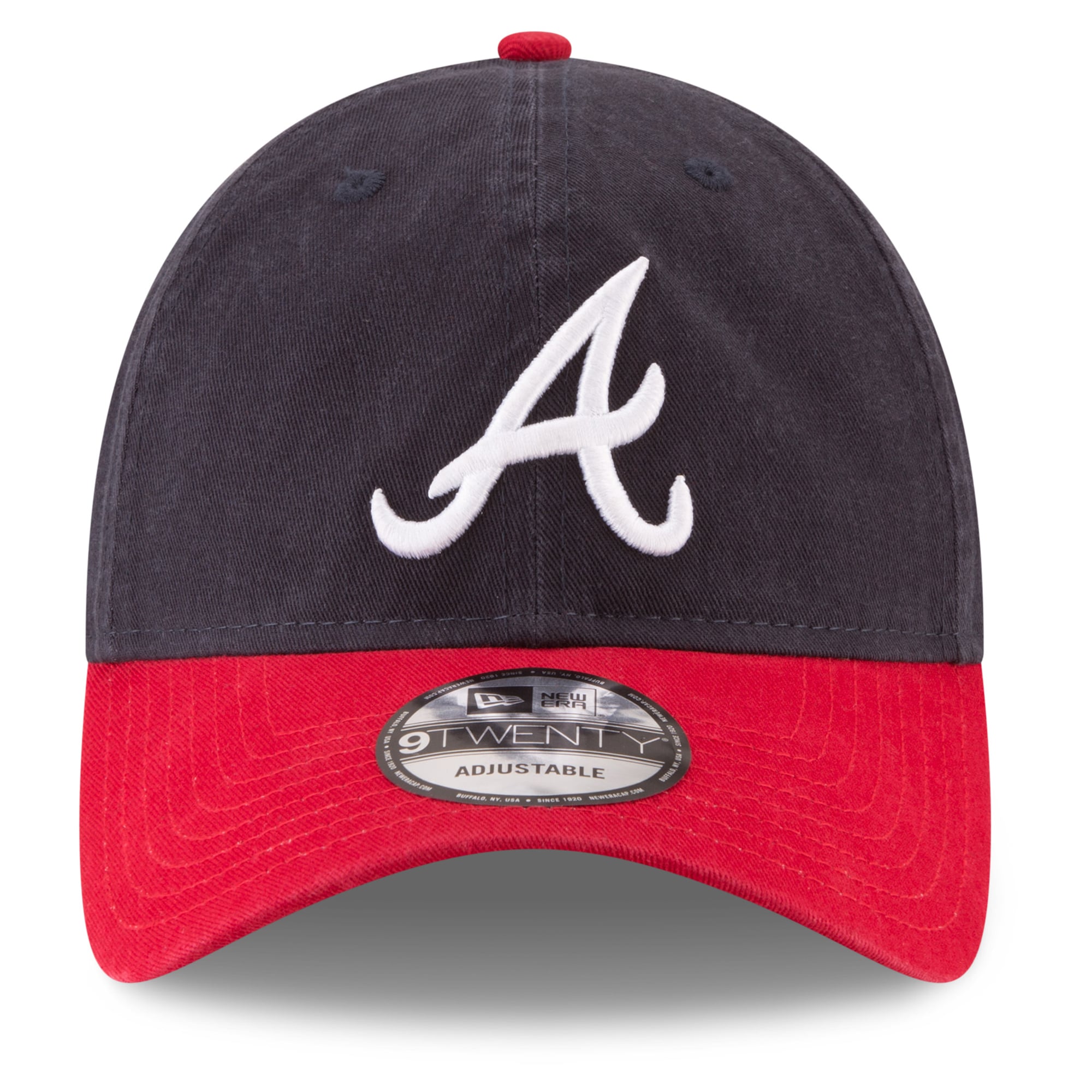 Casquette ajustable New Era Atlanta Braves 2026 MLB Postseason Side Patch 9TWENTY pour homme, bleu marine et rouge