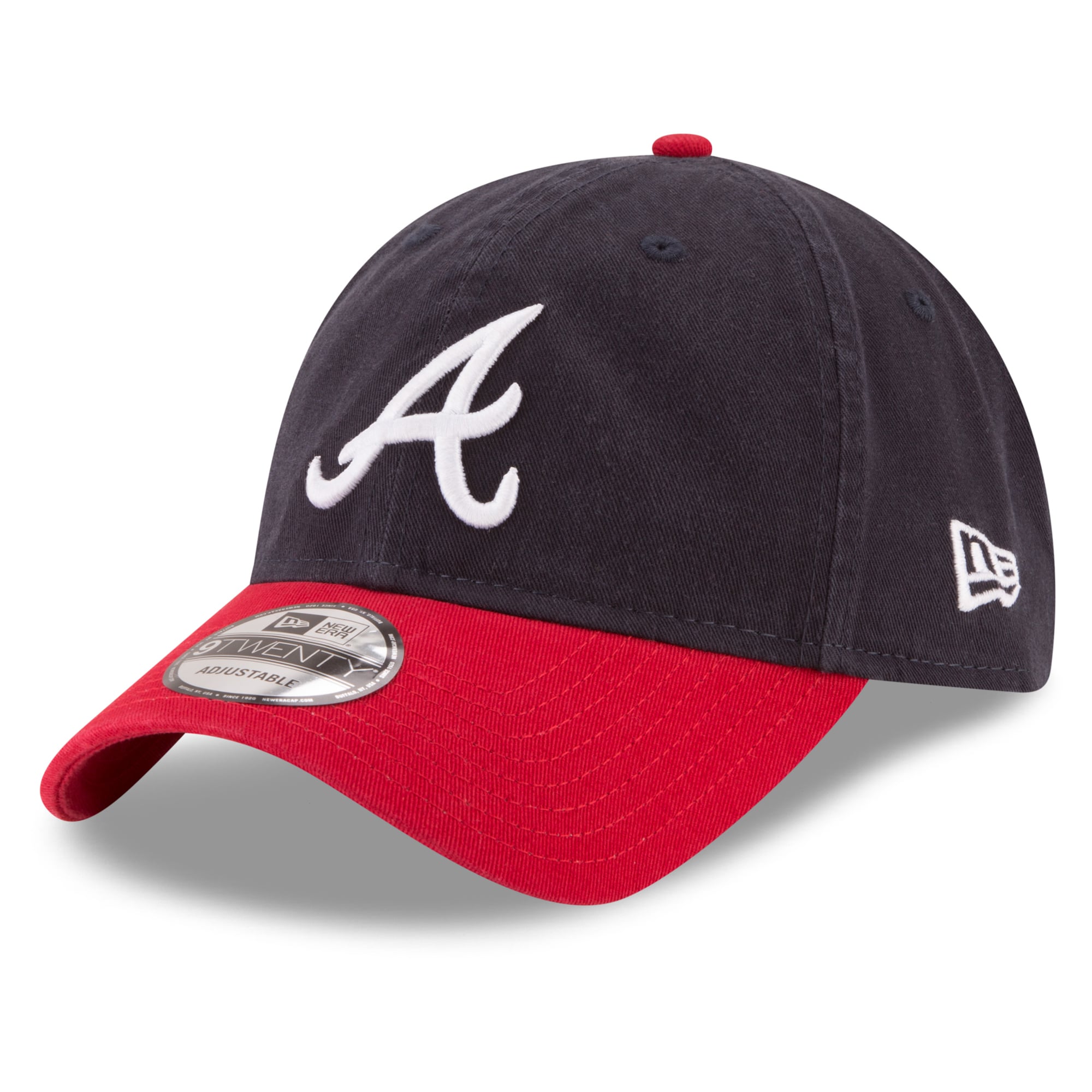 Casquette ajustable New Era Atlanta Braves 2026 MLB Postseason Side Patch 9TWENTY pour homme, bleu marine et rouge