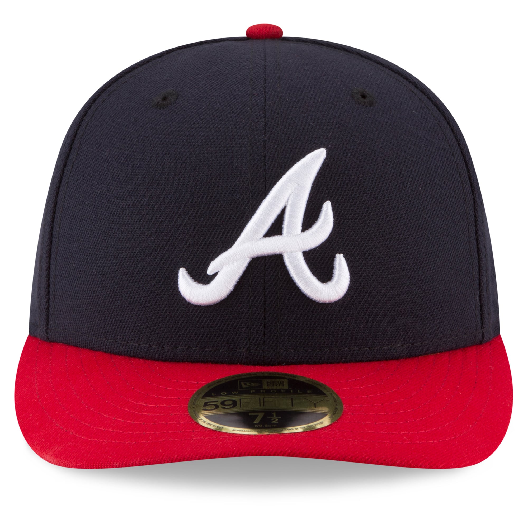 Casquette ajustée New Era 59FIFTY pour homme, bleu marine/rouge, Atlanta Braves, 2026 MLB, écusson latéral, profil bas