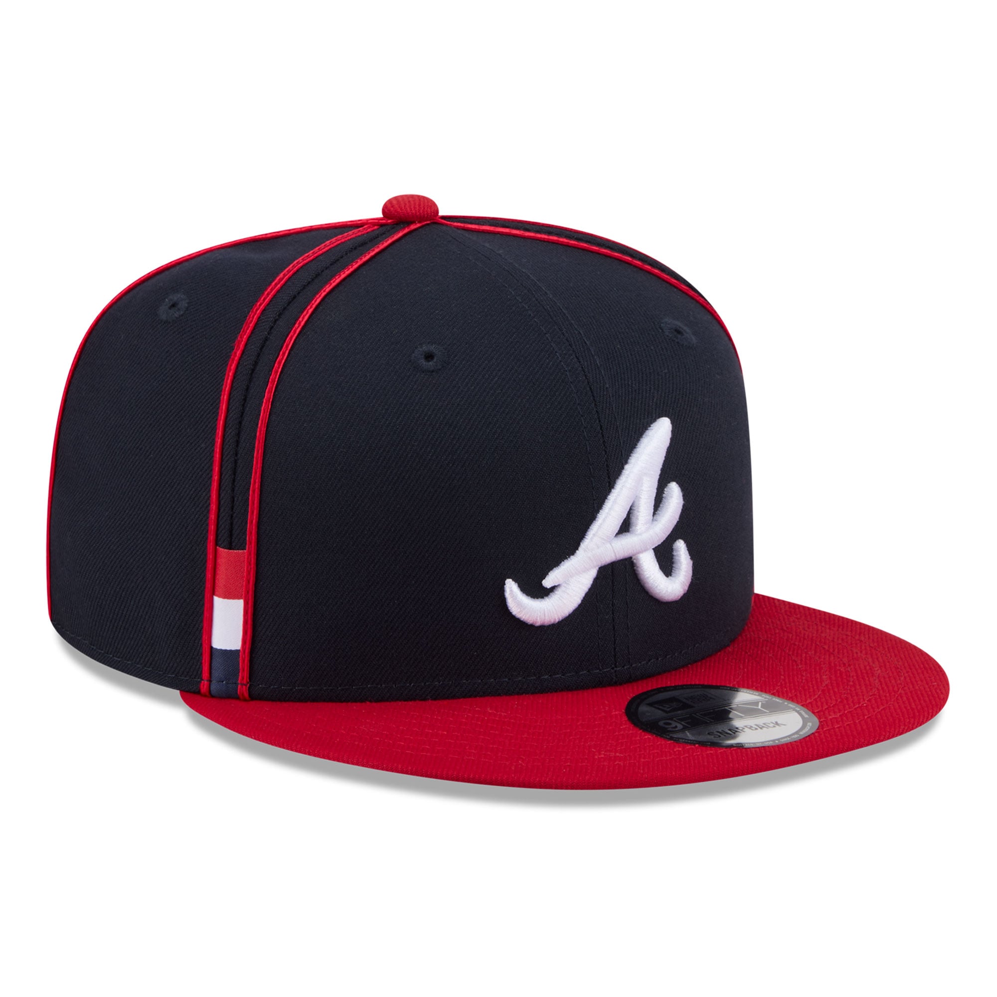 Casquette snapback New Era 9FIFTY Soutache pour homme, bleu marine et rouge, Atlanta Braves