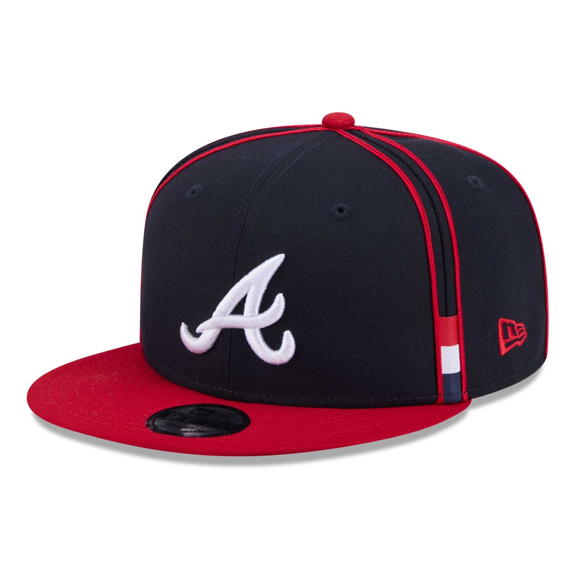 Casquette snapback New Era 9FIFTY Soutache pour homme, bleu marine et rouge, Atlanta Braves