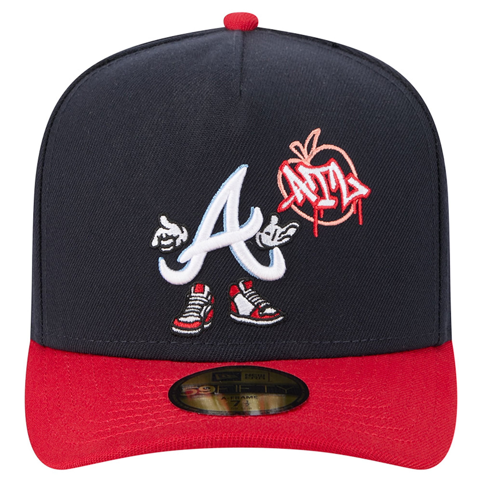 Men's New Era Navy/Red Atlanta Braves Cartoon A-Frame 59FIFTY Fitted Hat