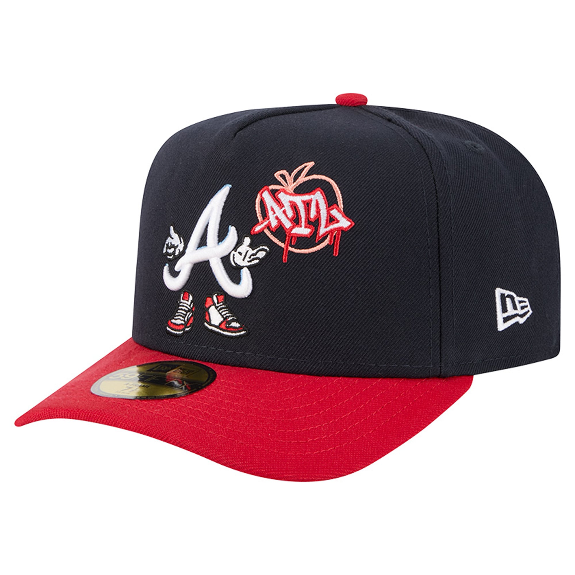 Men's New Era Navy/Red Atlanta Braves Cartoon A-Frame 59FIFTY Fitted Hat