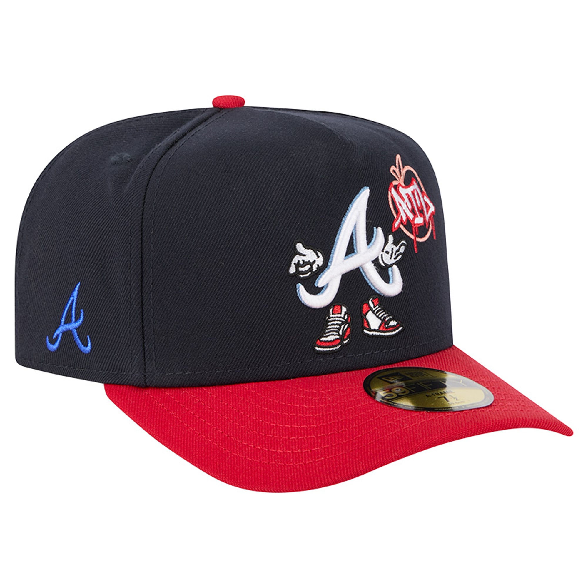 Men's New Era Navy/Red Atlanta Braves Cartoon A-Frame 59FIFTY Fitted Hat