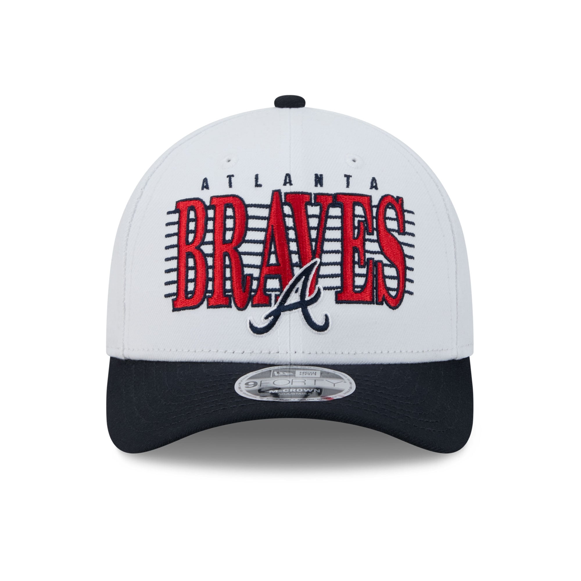 Men's New Era White/Navy Atlanta Braves Loyal 9FORTY M-Crown Adjustable Hat