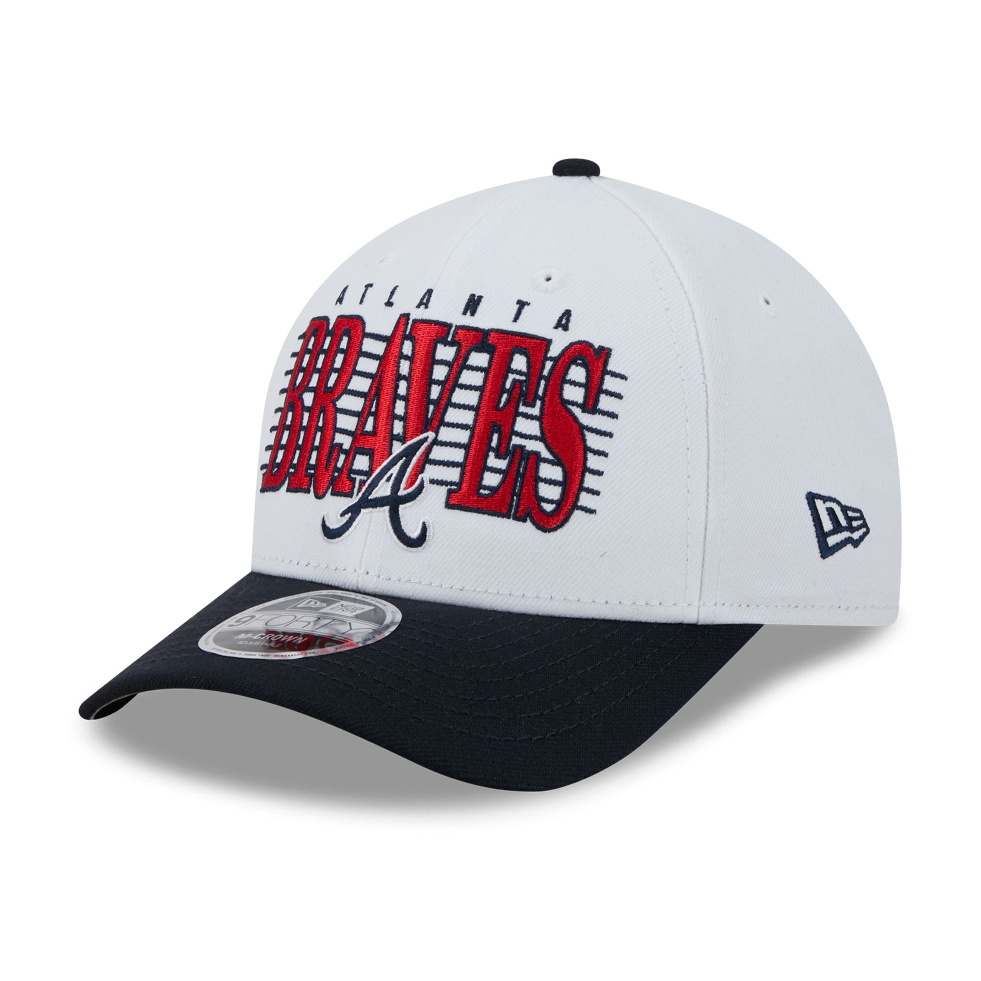 Men's New Era White/Navy Atlanta Braves Loyal 9FORTY M-Crown Adjustable Hat