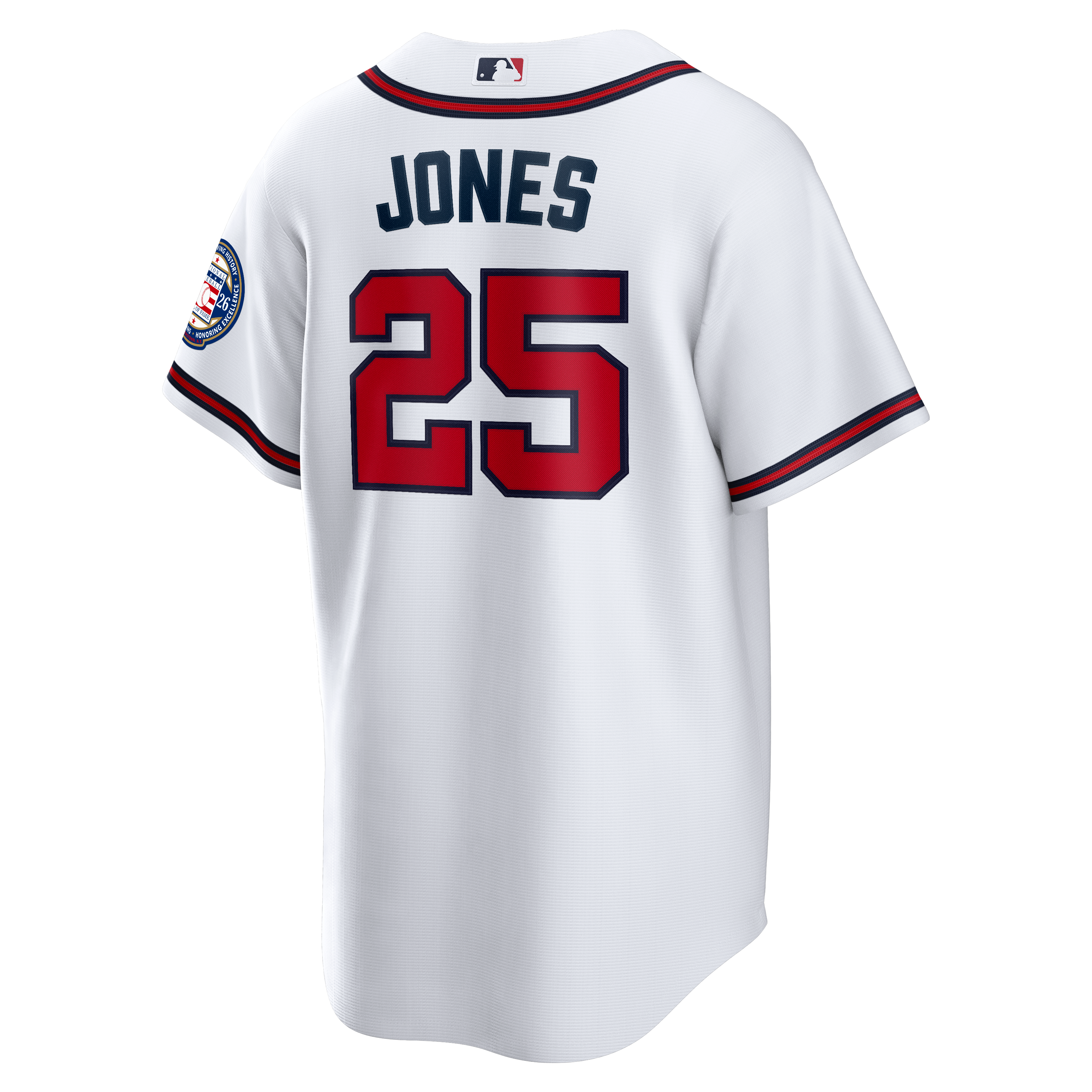 Maillot réplique domicile Nike Andruw Jones blanc des Braves d'Atlanta 2026 avec écusson du Temple de la renommée
