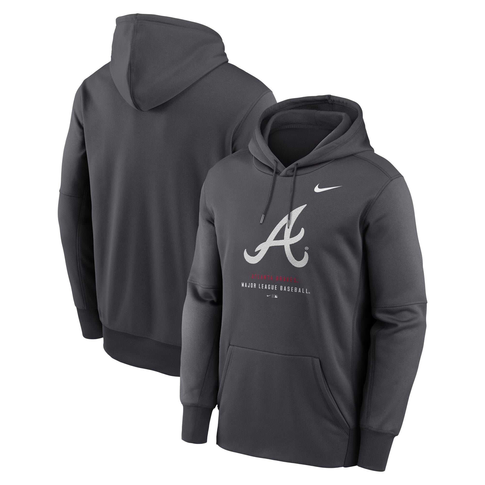 Sweat à capuche Nike Therma-FIT anthracite Atlanta Braves pour homme