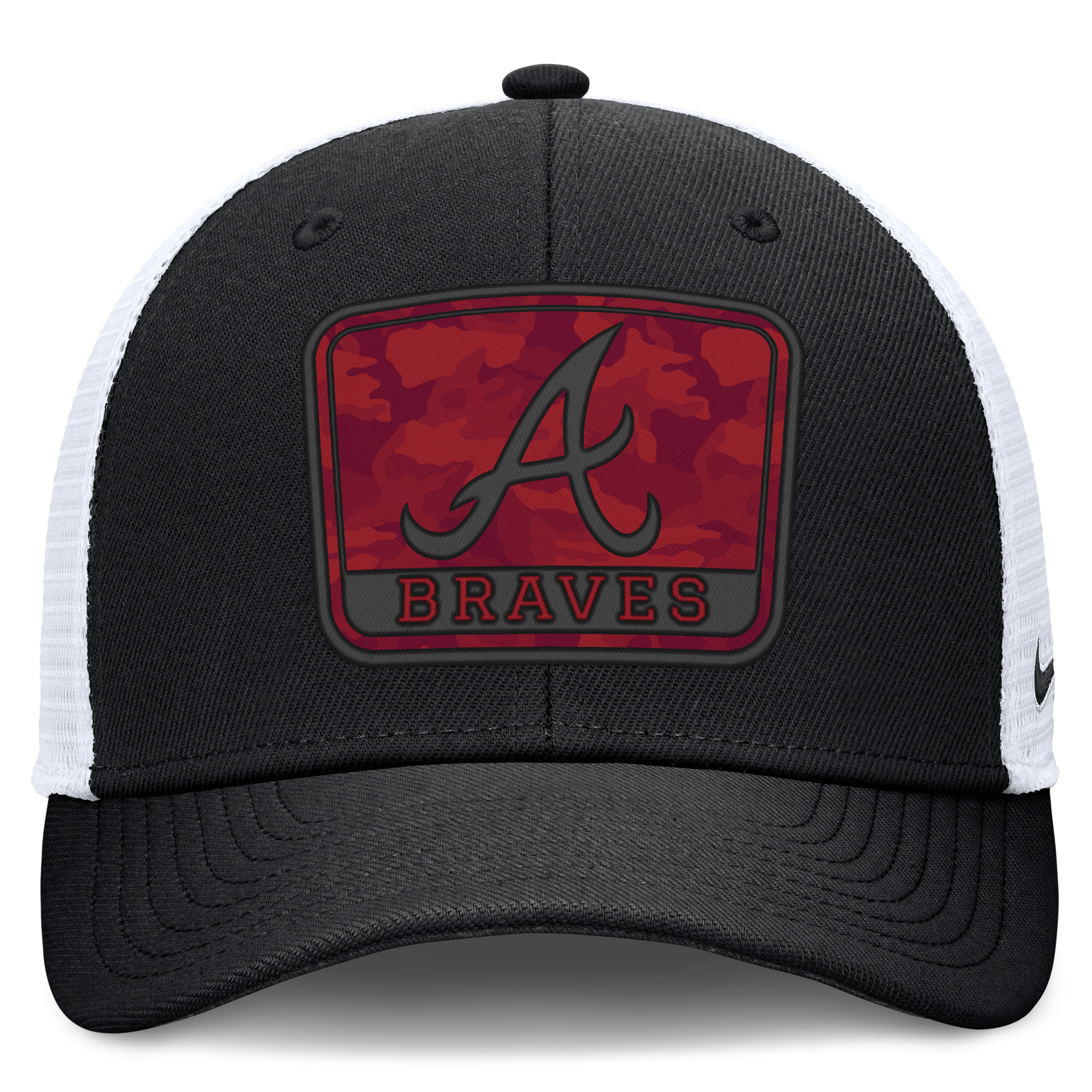 Men's Nike Black/White Atlanta Braves Camo Rise Trucker Dri-FIT Adjustable Hat