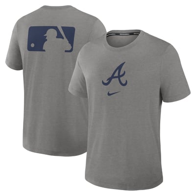 Atlanta Braves Nike Authentic Collection Early Work Tri-Blend Dri-FIT T-Shirt - Heather Charcoal