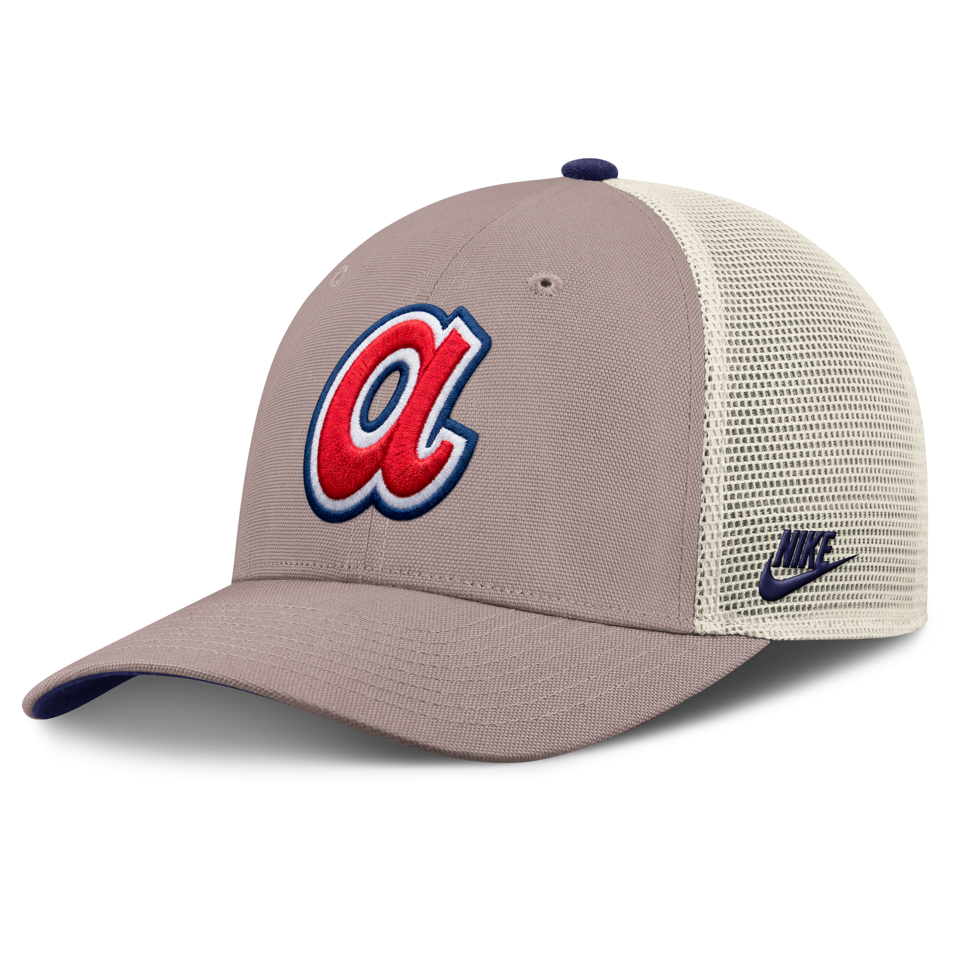 Casquette trucker ajustable Nike kaki Atlanta Braves Cooperstown Rise pour homme