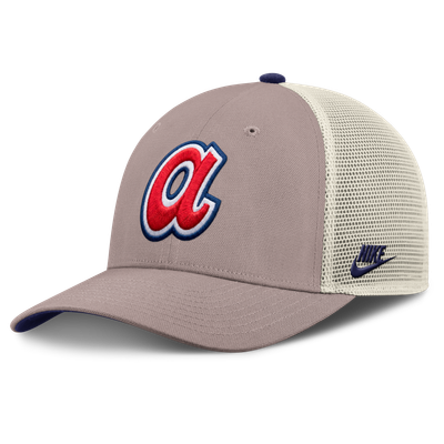 Atlanta Braves Nike Rise Adjustable Trucker Hat - Khaki