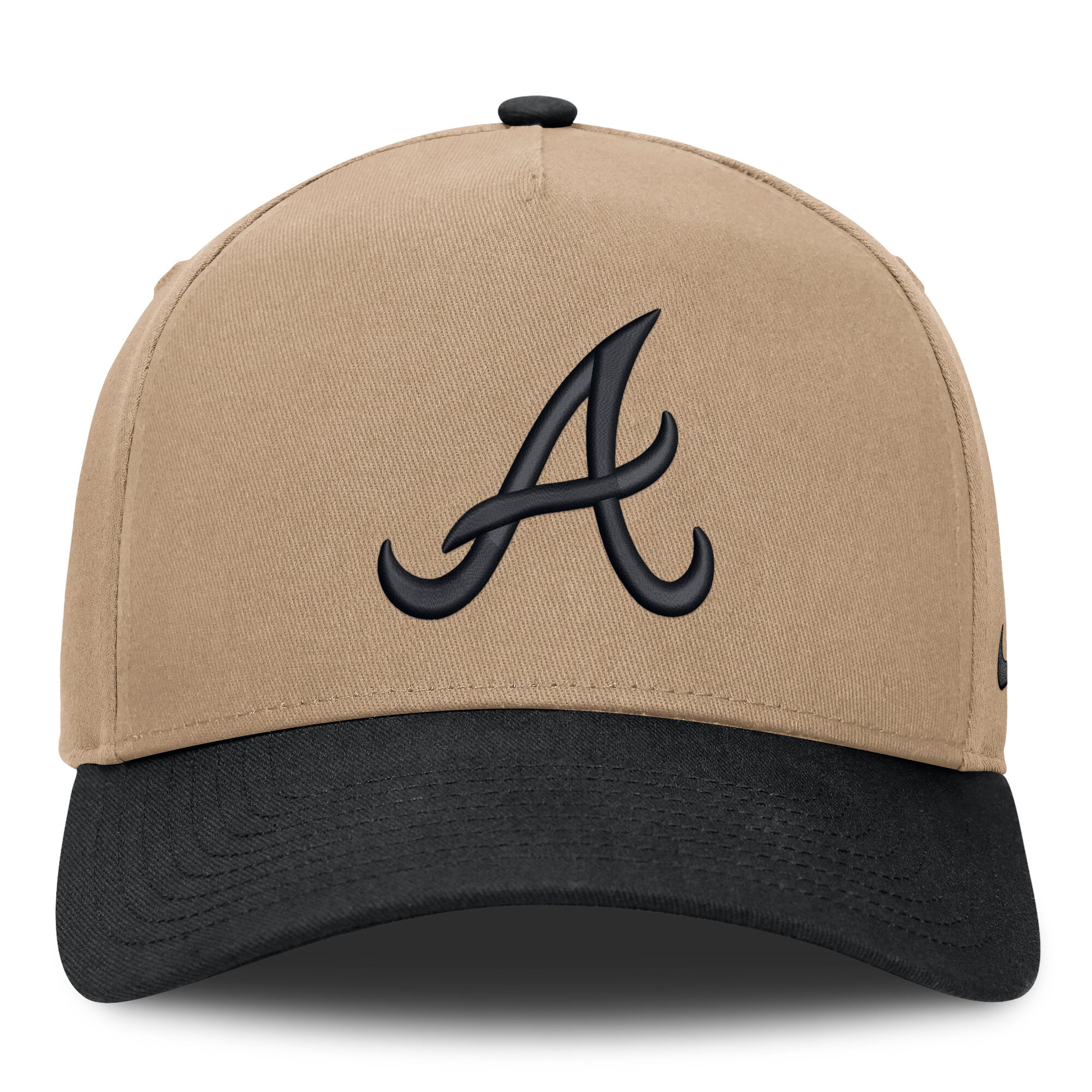 Men's Nike Khaki/Black Atlanta Braves Rise A-Frame Adjustable Hat