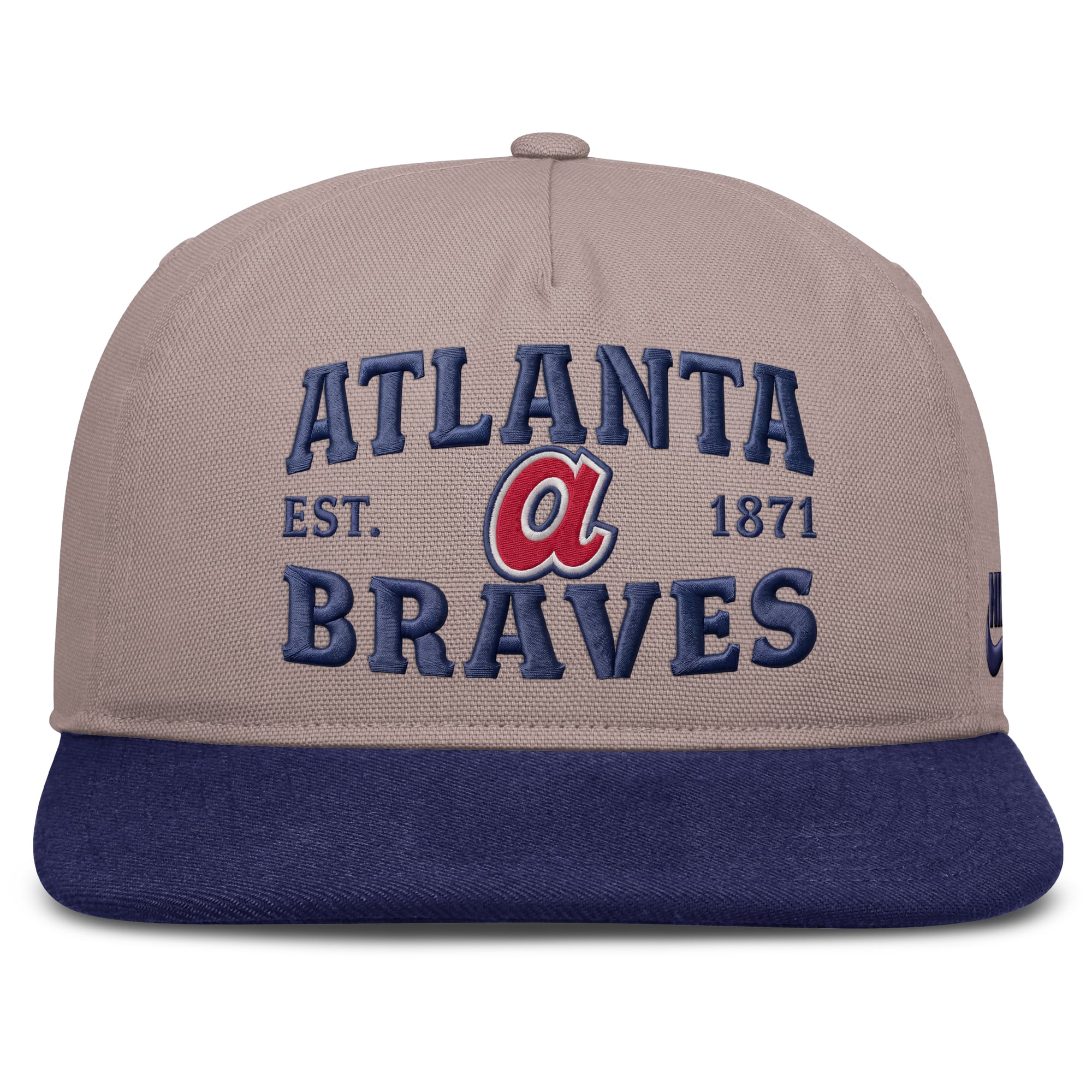 Casquette ajustable Nike Atlanta Braves Cooperstown Pro 5 panneaux marron clair/bleu roi