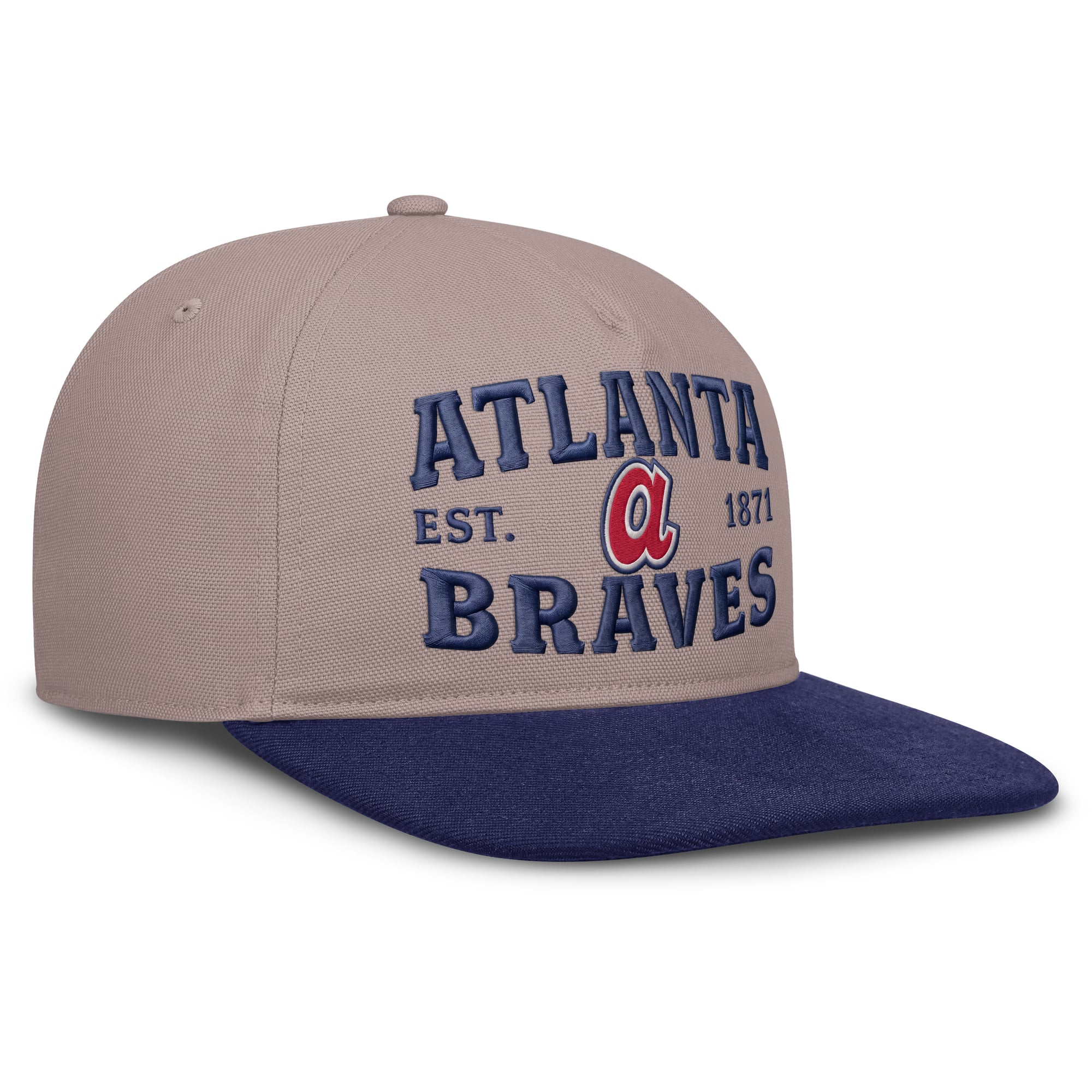 Casquette ajustable Nike Atlanta Braves Cooperstown Pro 5 panneaux marron clair/bleu roi